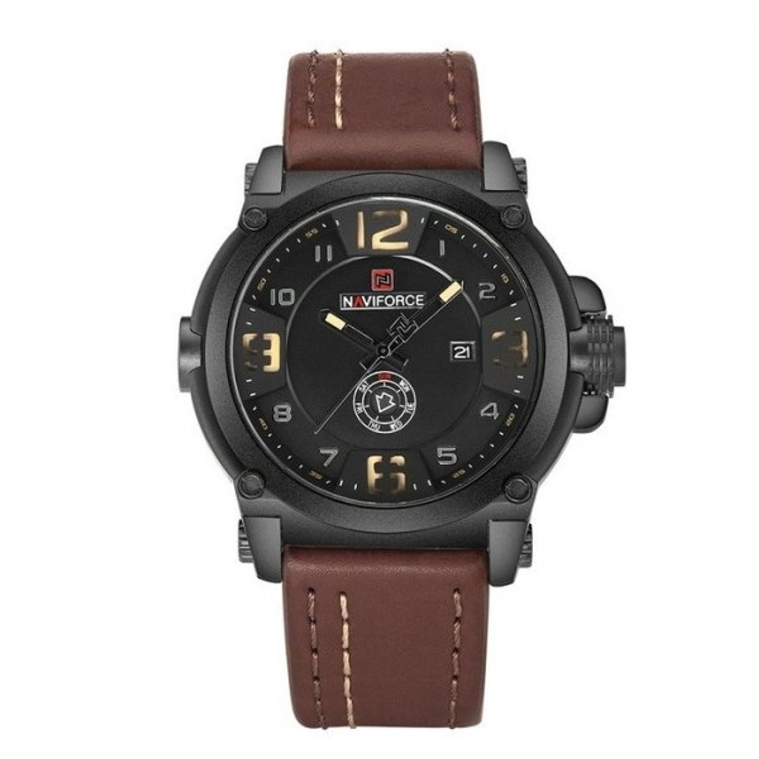 Ceas barbatesc Naviforce, CS1217, curea piele, model maro fotografia produsului