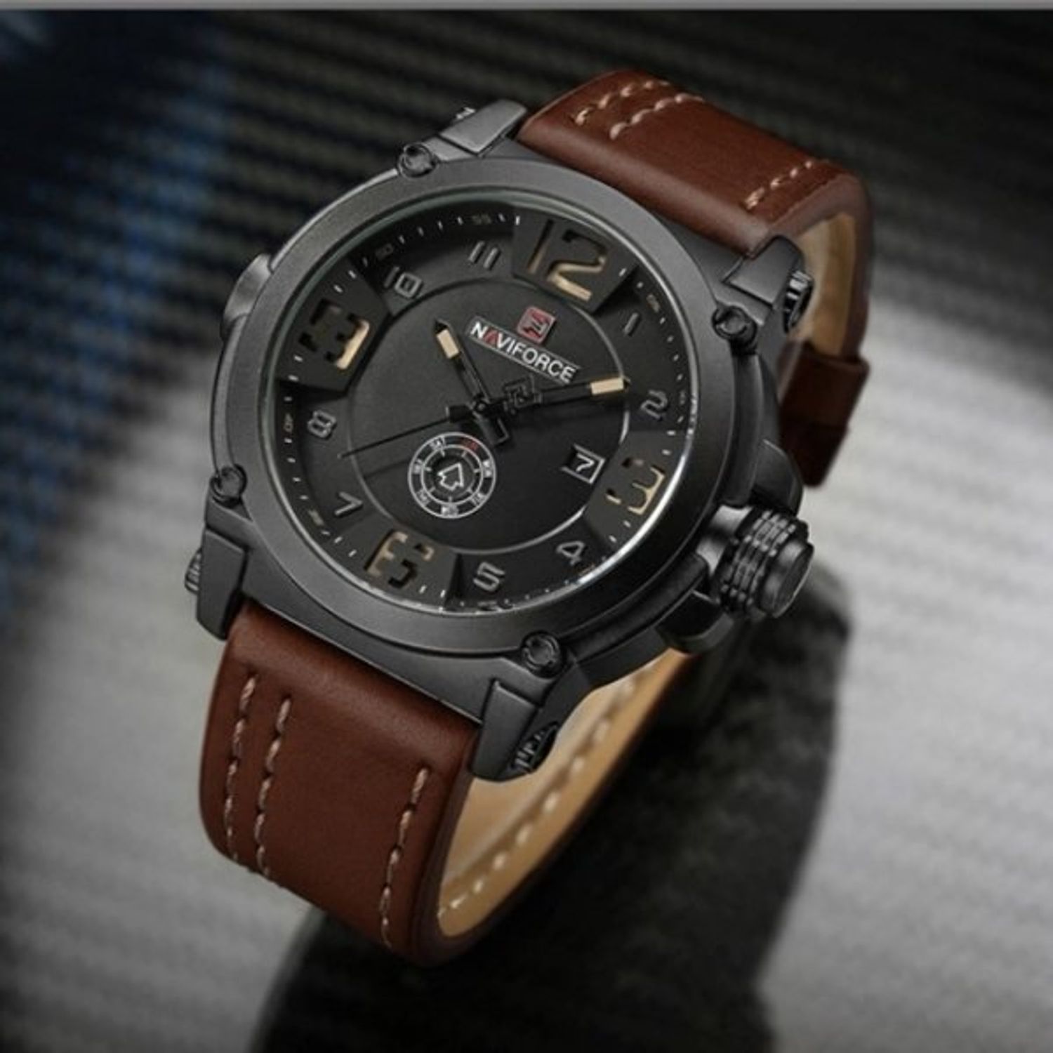 Ceas barbatesc Naviforce, CS1217, curea piele, model maro fotografia produsului View 3 L