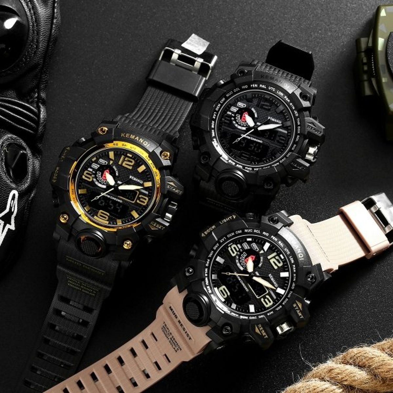 Ceas Barbatesc KEMANQI CS1002, curea silicon, digital watch fotografia produsului View 3 L