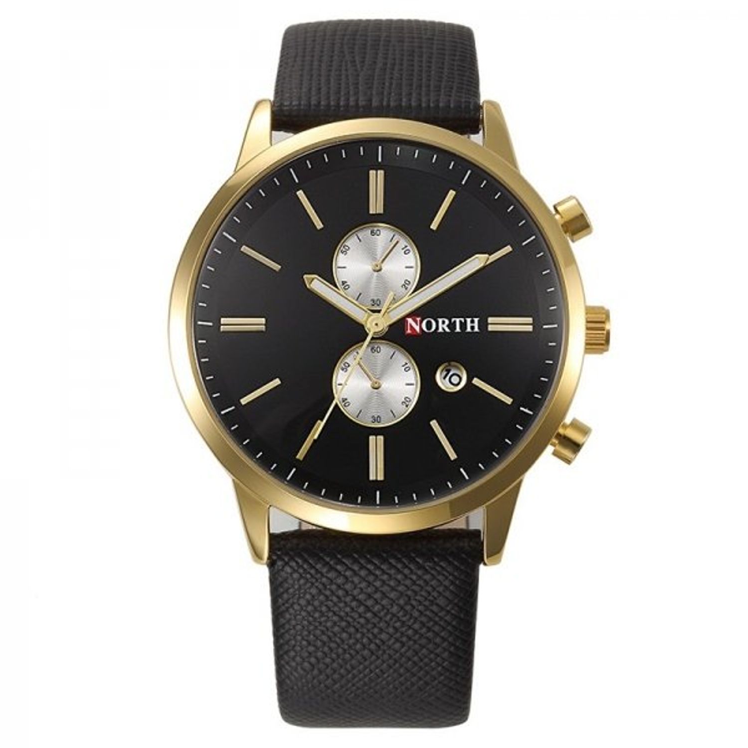 Ceas barbatesc NORTH CS783, curea piele, model elegant, cadran negru fotografia produsului
