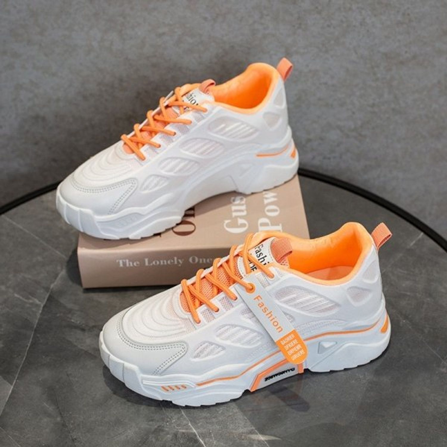 Pantofi sport dama AD36, model alb / orange, AD36-36 fotografia produsului View 3 L