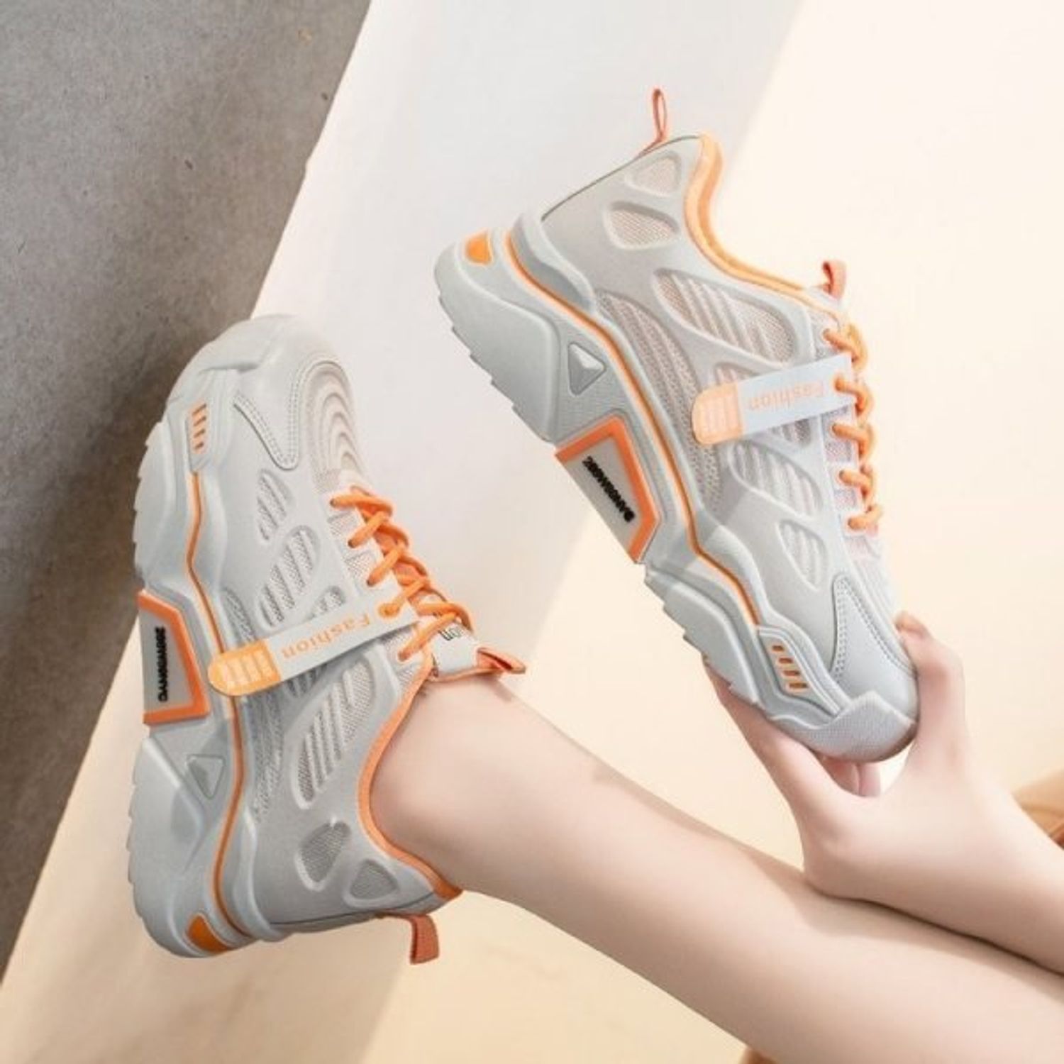 Pantofi sport dama AD36, model alb / orange, AD36-36 fotografia produsului View 5 L