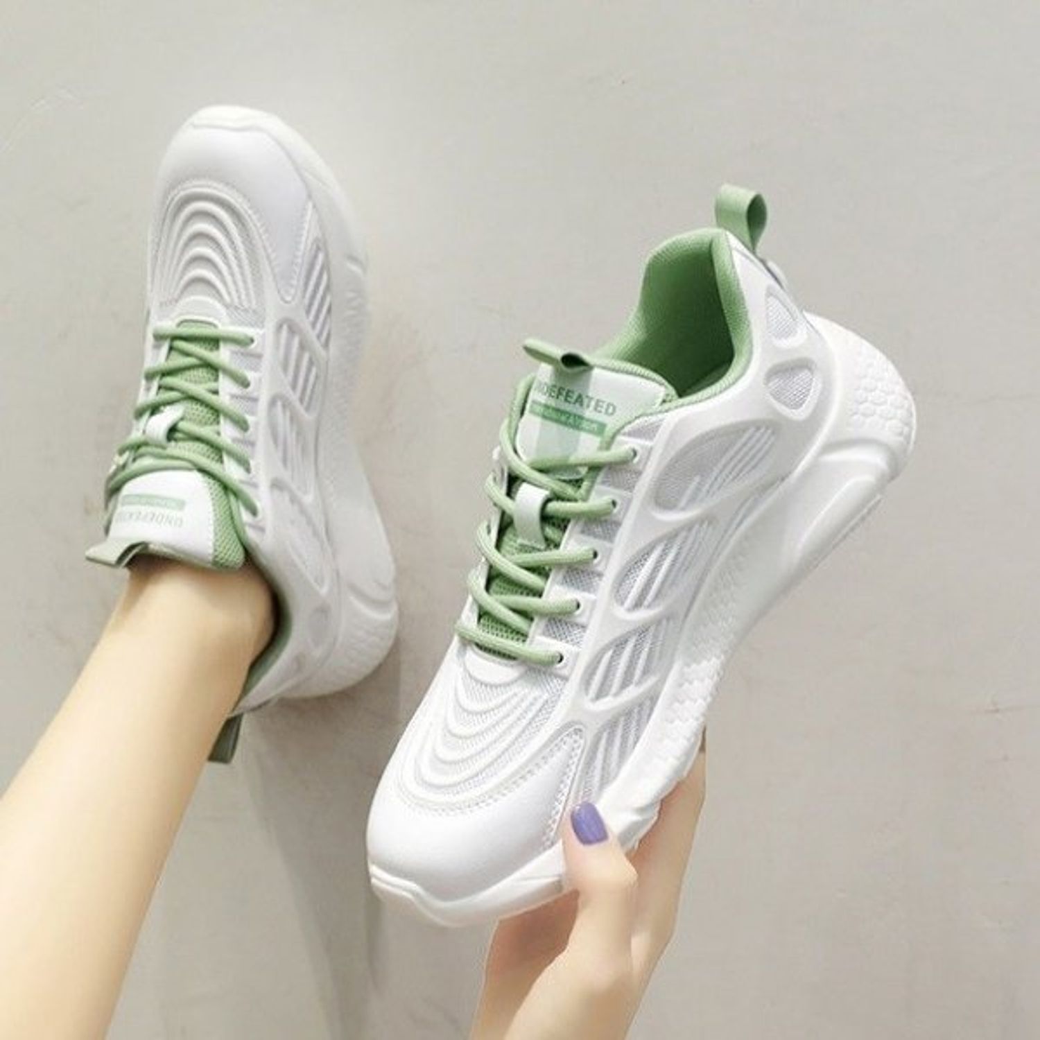 Pantofi sport dama AD37, model alb / verde, AD37-40 fotografia produsului View 2 L