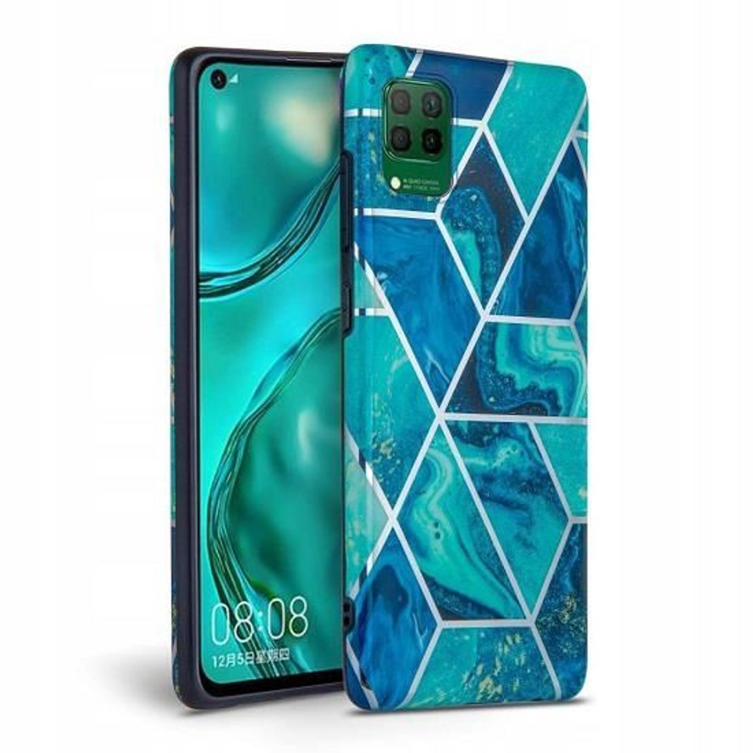 Husa Huawei P40 Lite - Tech-Protect Marble Blue fotografia produsului