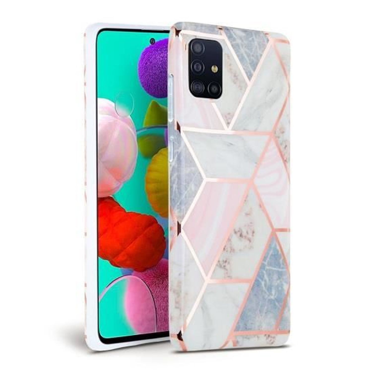 Husa Samsung Galaxy A41 - Tech-Protect Marble Pink fotografia produsului