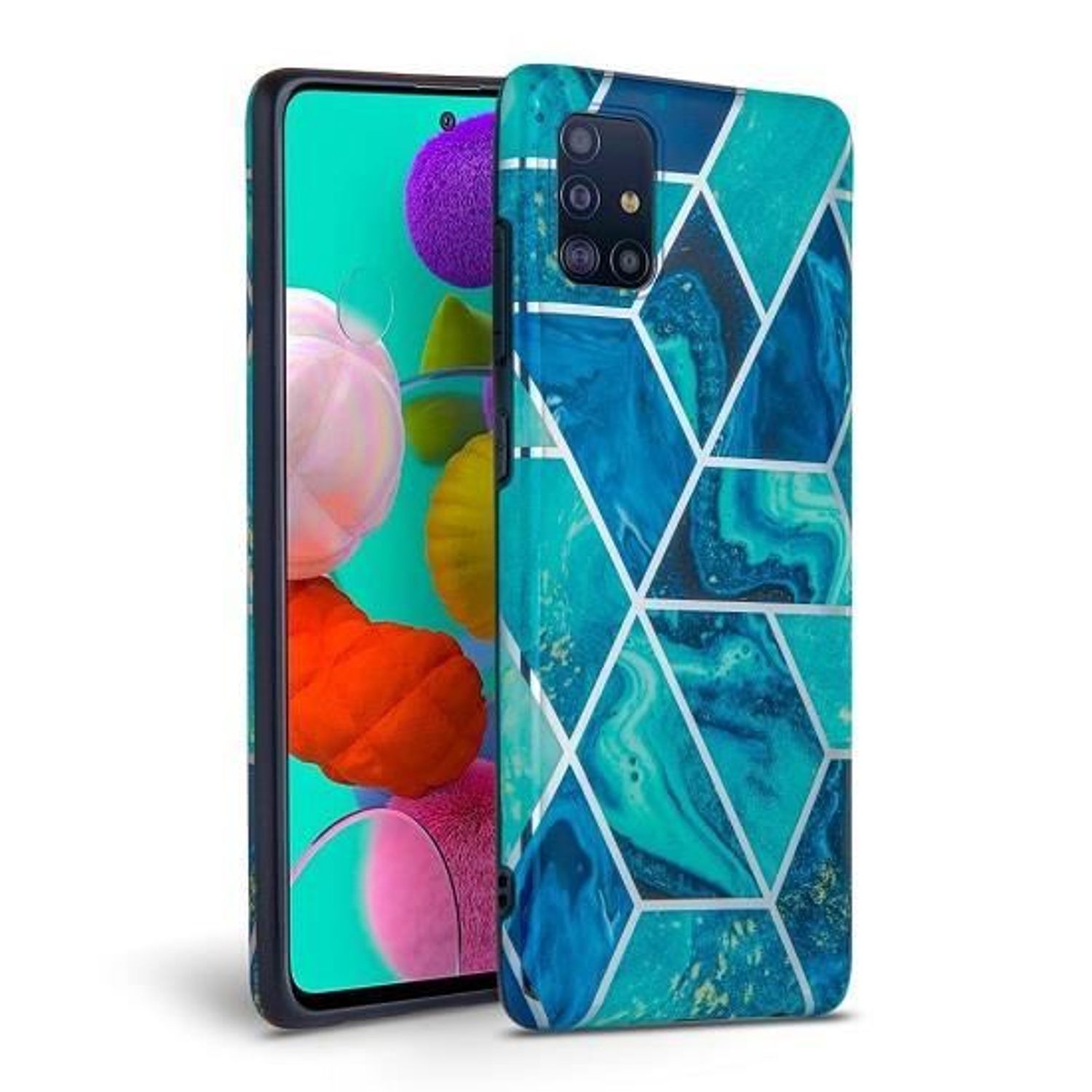 Husa Samsung Galaxy A41 - Tech-Protect Marble Blue fotografia produsului