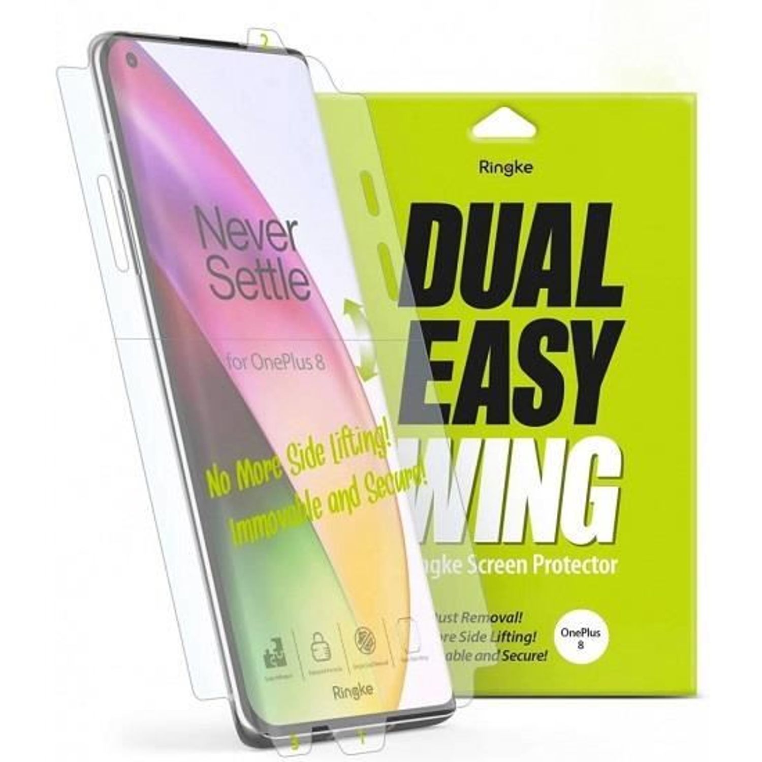 Folie OnePlus 8 - Ringke Dual Easy Full Cover 2 Pack Clear fotografia produsului