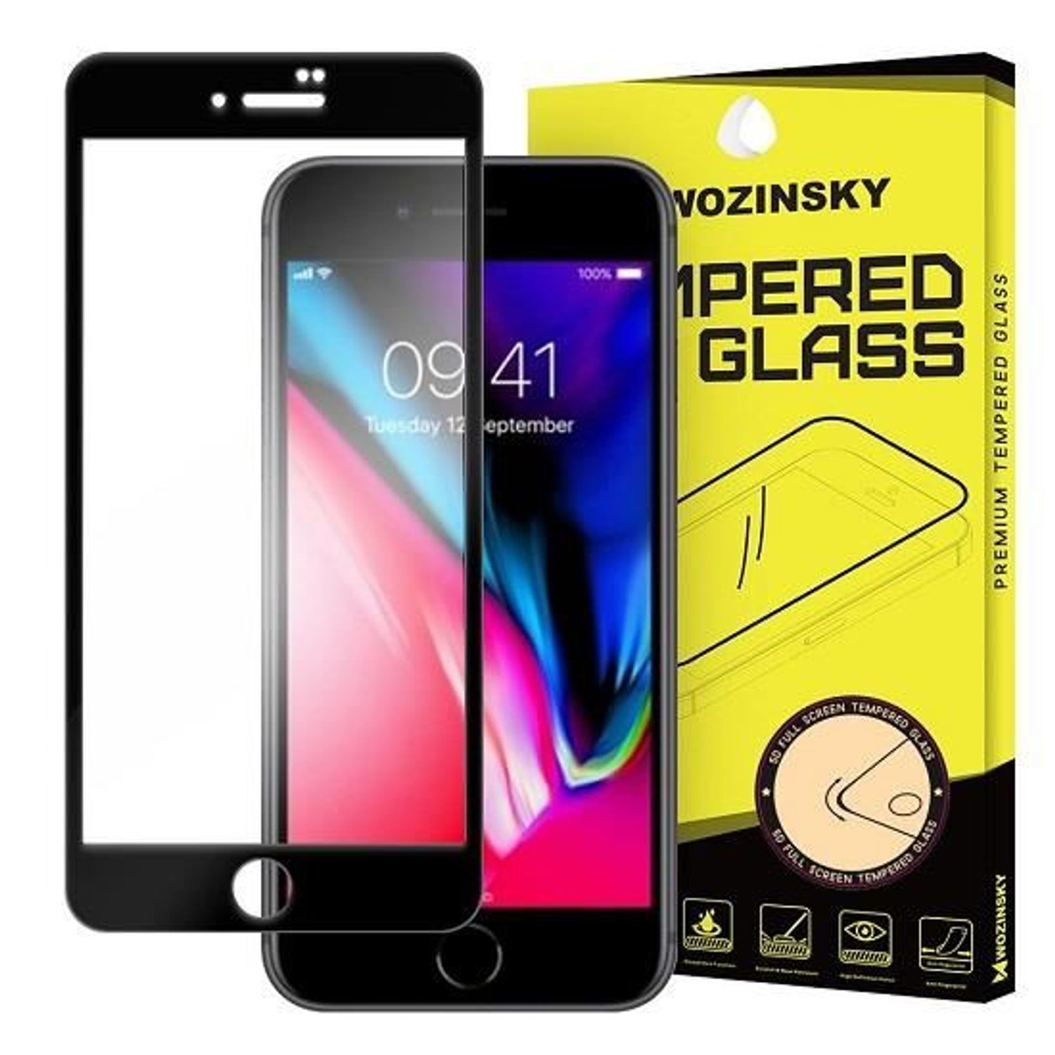 Folie Sticla Apple iPhone 7,iPhone 8,iPhone SE (2020) - Wozinsky 5D Full Glue Negru fotografia produsului