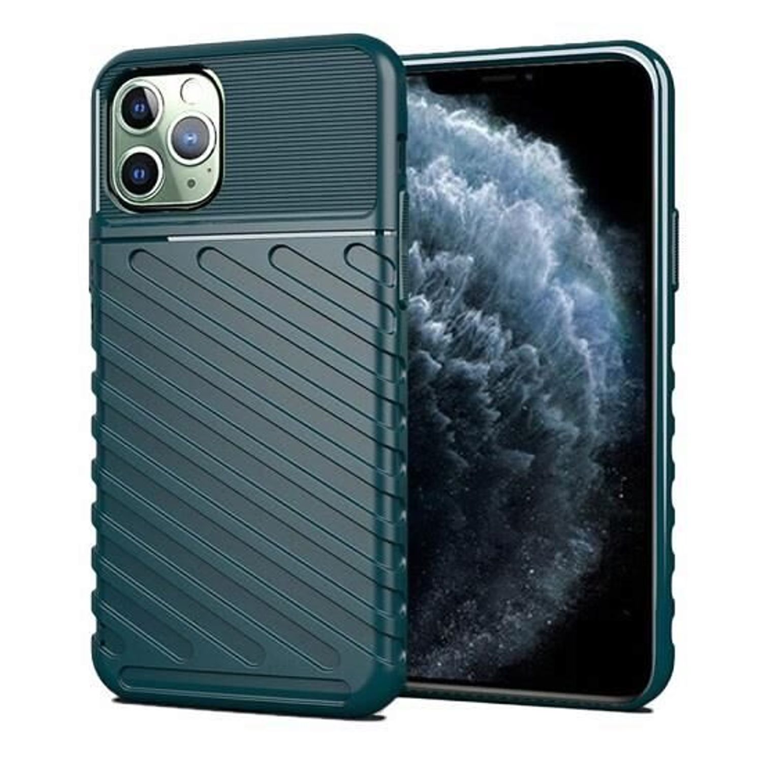 Husa Apple iPhone 11 Pro Max - iberry Thunder TPU Flexibil Verde fotografia produsului