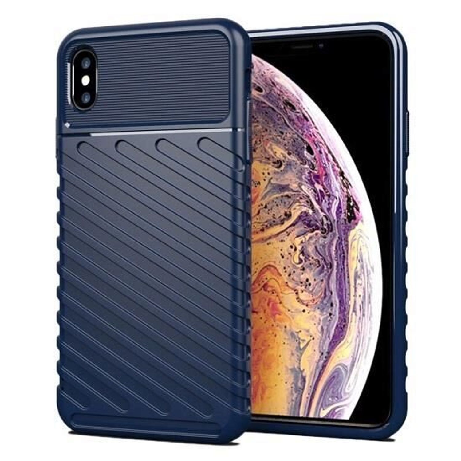 Husa Apple iPhone X,Apple iPhone XS - iberry Thunder TPU Flexibil Albastru fotografia produsului