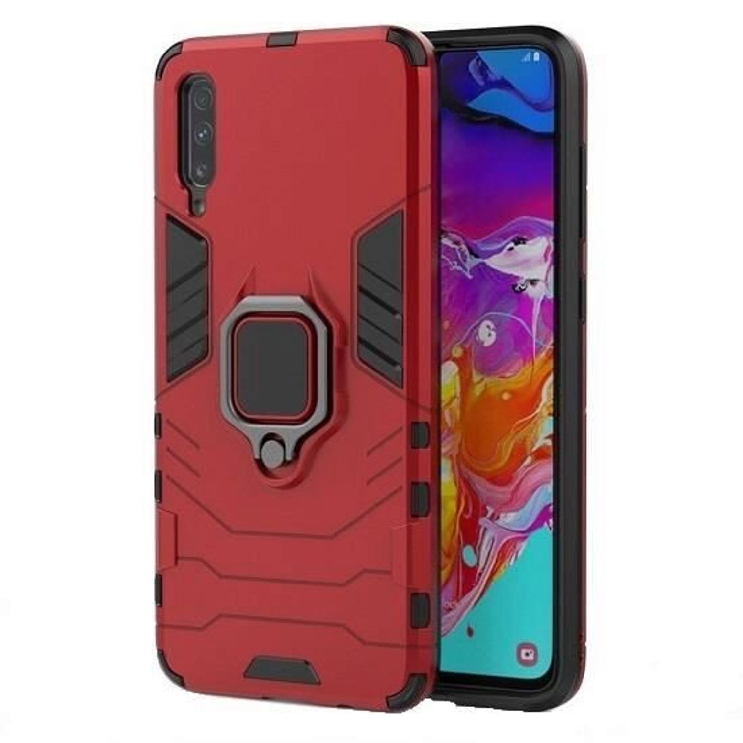 Husa Carcasa Samsung Galaxy A70,Galaxy A70s - iberry Hybrid Rugged Ring Red fotografia produsului