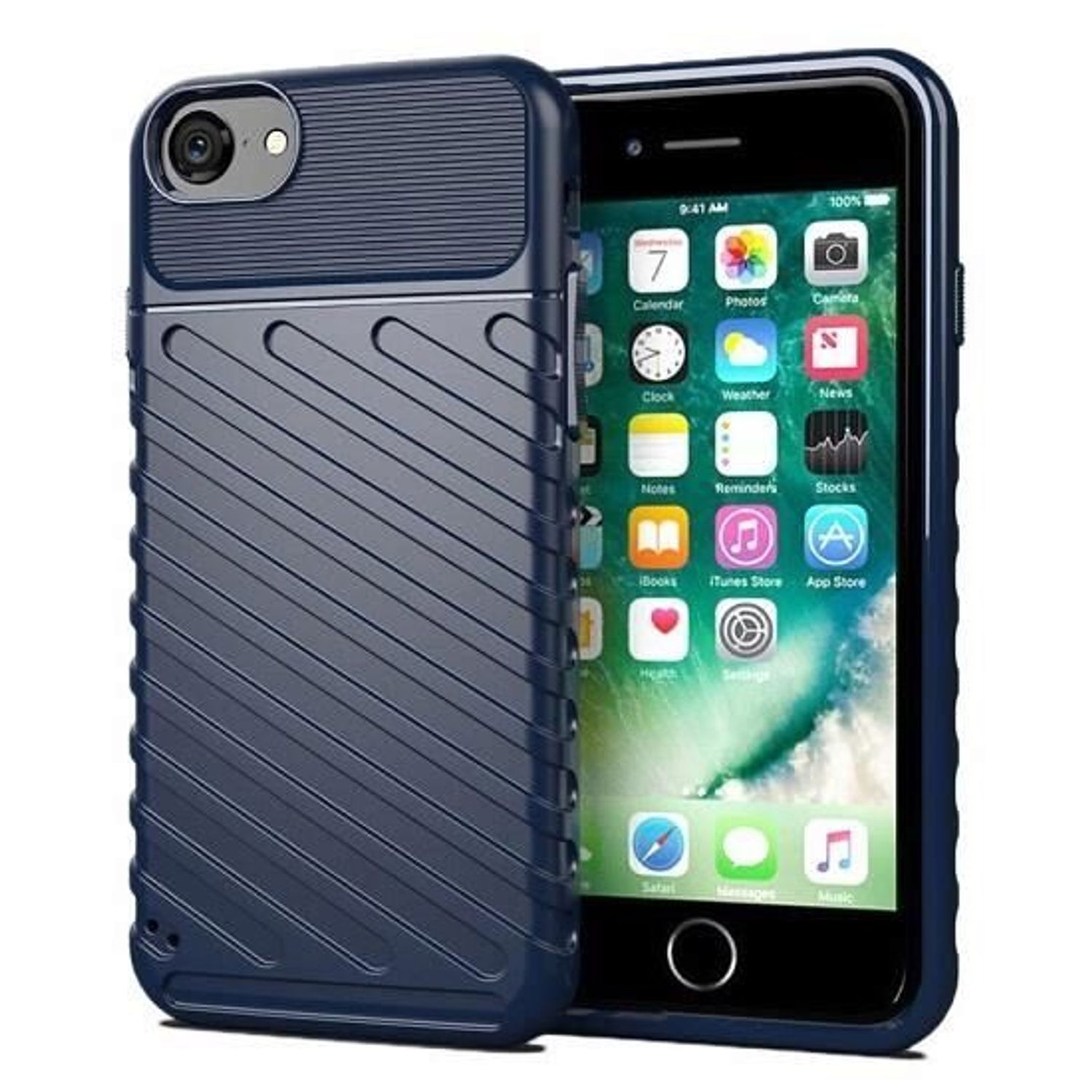 Husa Apple iPhone 7,Apple iPhone 8,iPhone SE (2020) - iberry Thunder TPU Flexibil Albastru fotografia produsului