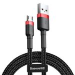 Cablu Universal Micro Usb Doua Pozitii 2.4A / 0,5M - Baseus Cafule CAMKLF-A91 Black/Red fotografia produsului