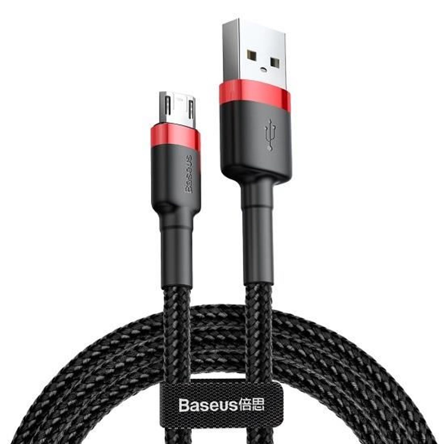 Cablu Universal Micro Usb Doua Pozitii 2.4A / 0,5M - Baseus Cafule CAMKLF-A91 Black/Red fotografia produsului
