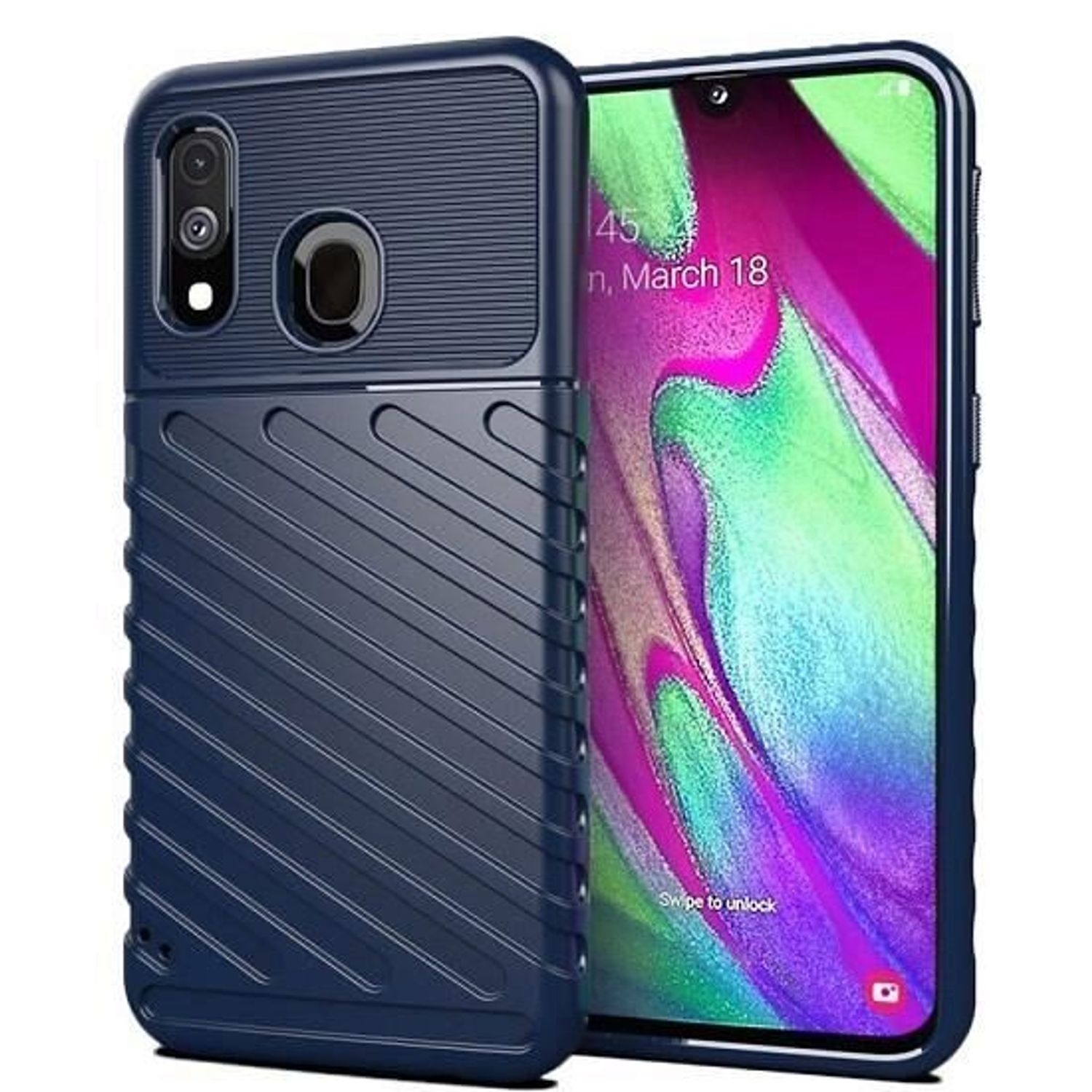 Husa Samsung Galaxy A40 - iberry Thunder TPU Flexibil Albastru fotografia produsului