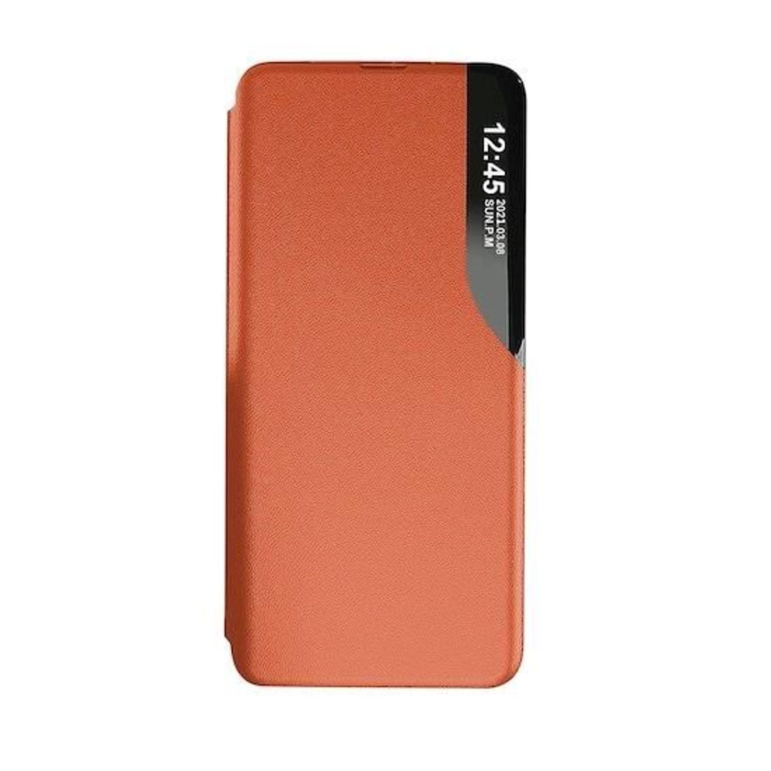 Husa Flip Compatibila cu Huawei P30 Pro - ApcGsm View Piele Eco Portocaliu fotografia produsului