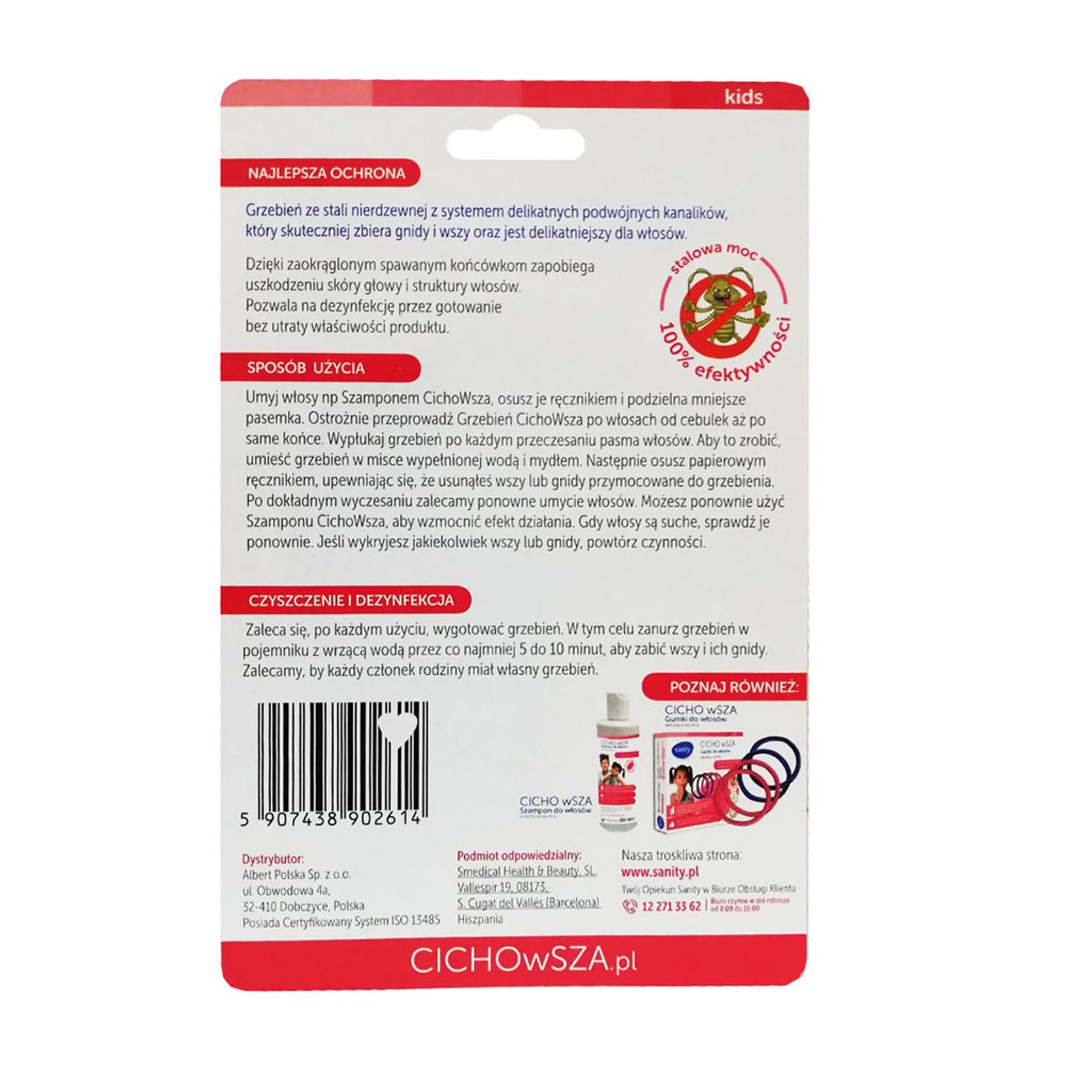 Pieptene Sanity Cicho wSZA pentru indepartarea paduchilor fotografia produsului View 5 L