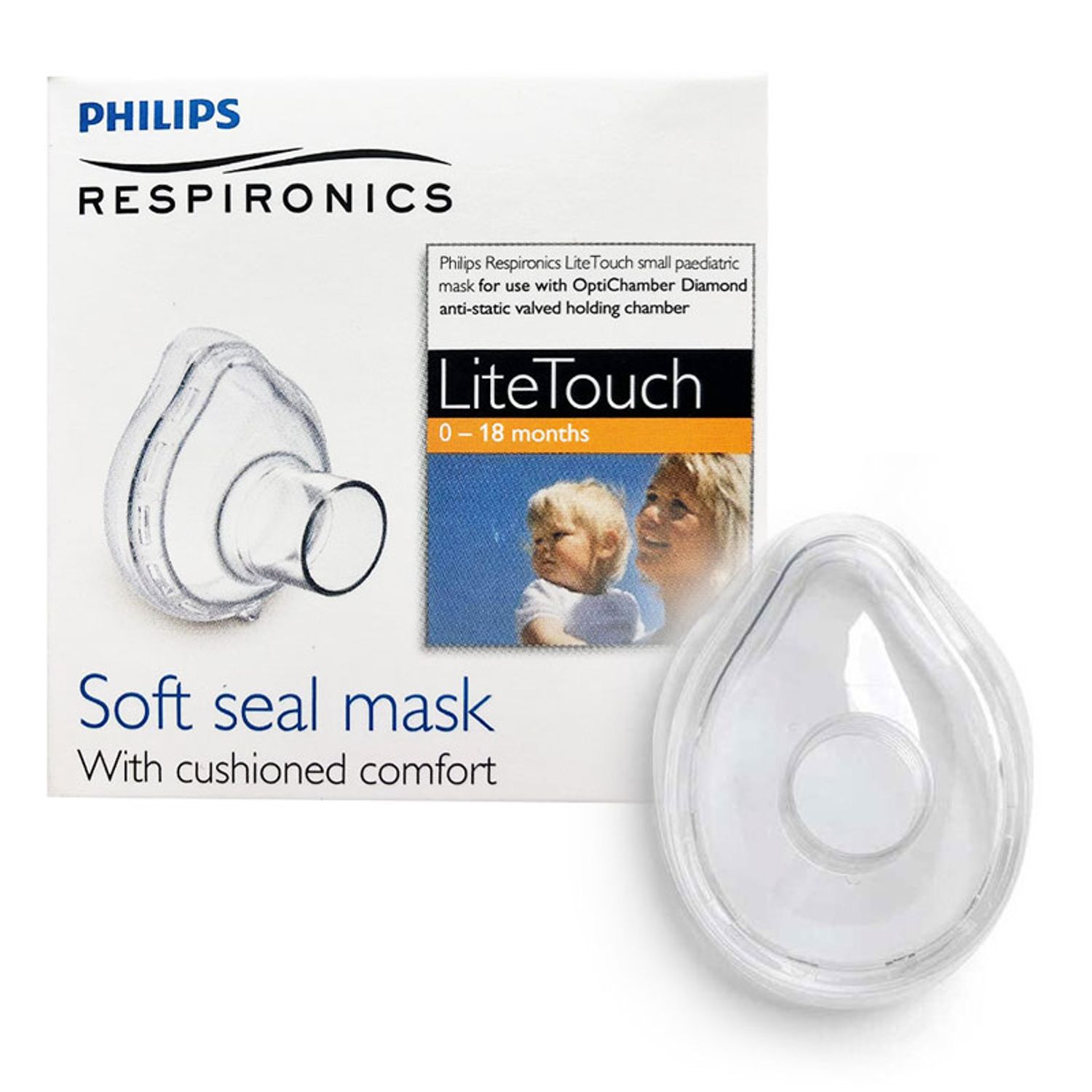 Masca mica LiteTouch Philips Respironics, 0 - 18 luni, pentru Philips Optichamber fotografia produsului View 3 L