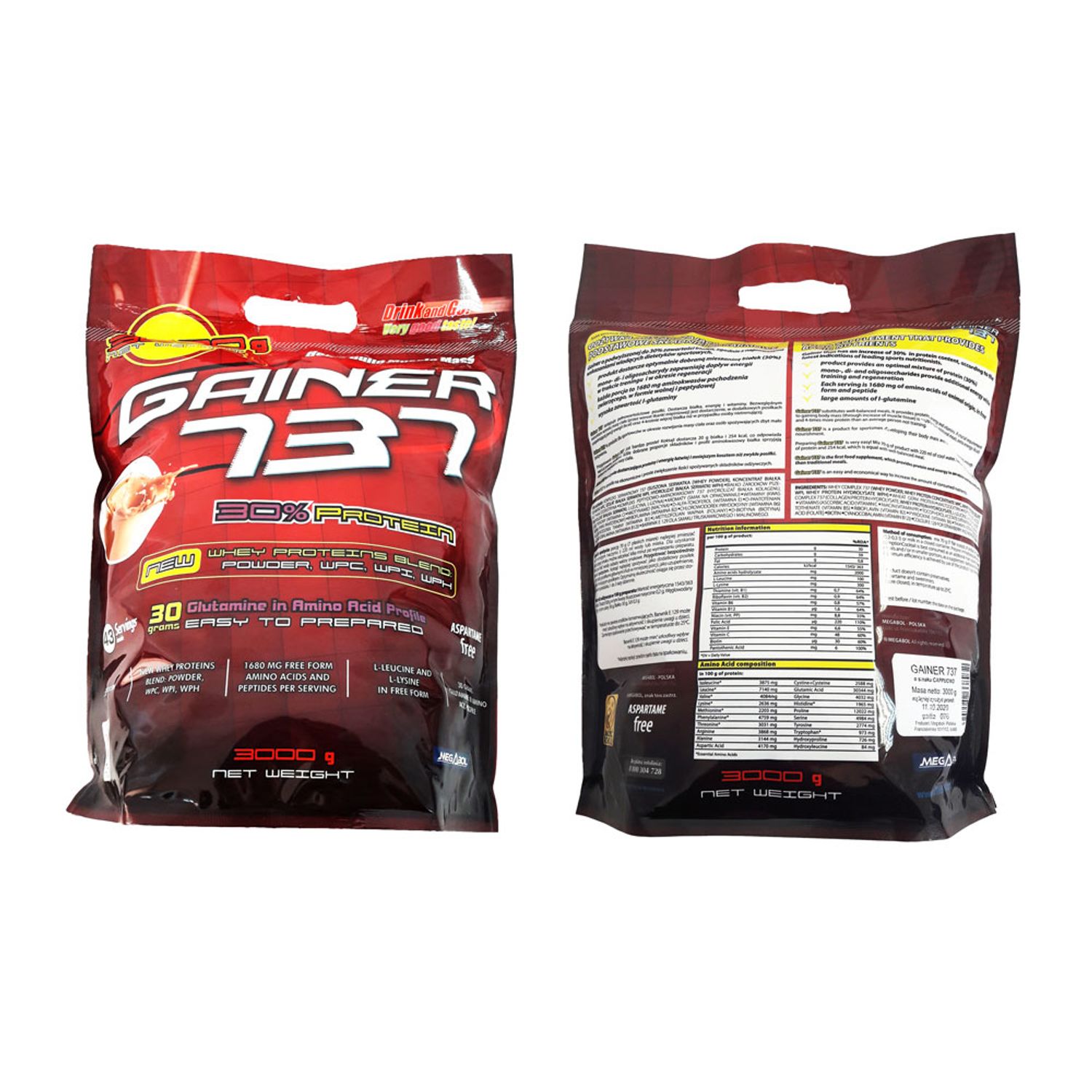 Supliment de proteine Megabol Gainer 737, 3 kg, gainer puternic si complex pentru cresterea masei musculare fotografia produsului View 4 L
