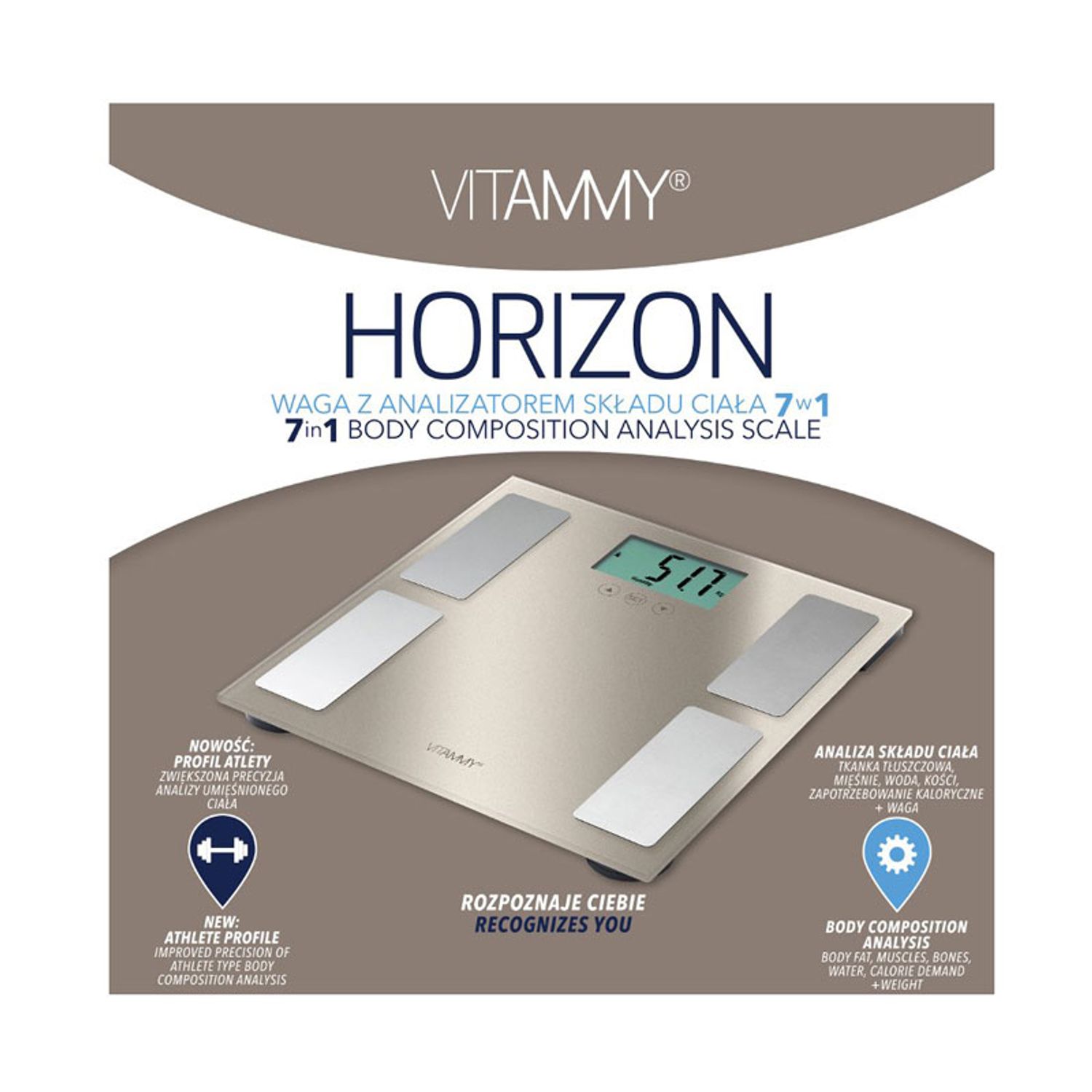 Cantar corporal Vitammy Horizon, Electronic, Auriu fotografia produsului View 4 L