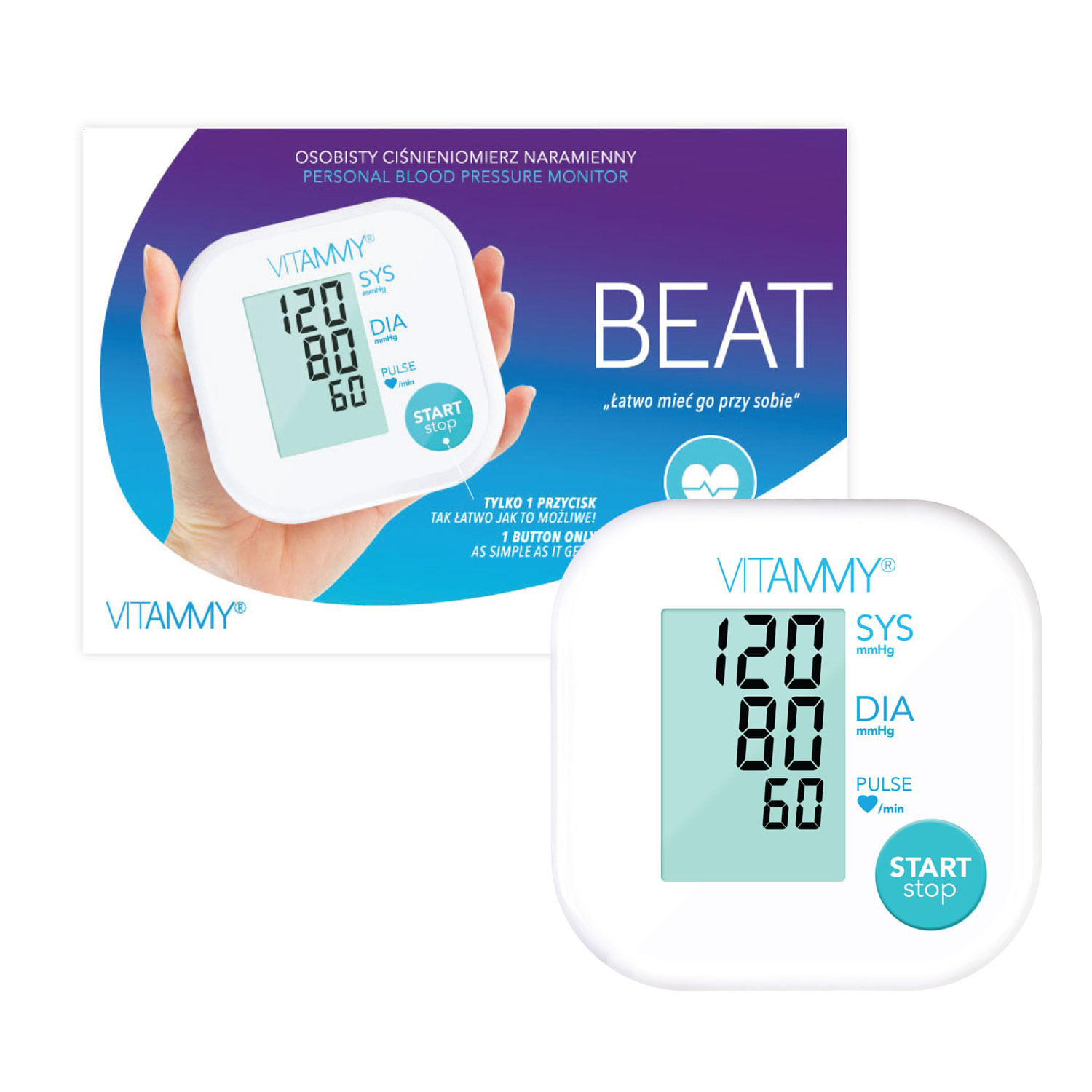 Tensiometru electronic de brat VITAMMY Beat, manseta 22-32 cm, Alb fotografia produsului View 3 L