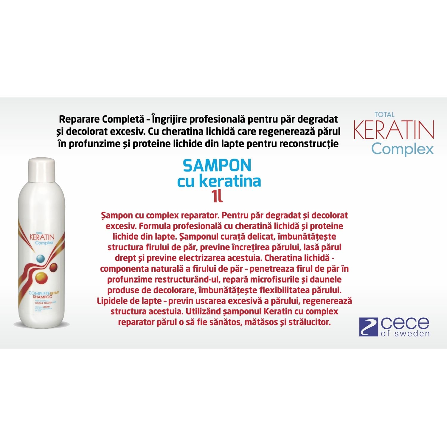Sampon pentru par uscat si degradat cu cheratina si lipide din lapte 1000 ml / cod. 5804 fotografia produsului View 2 L