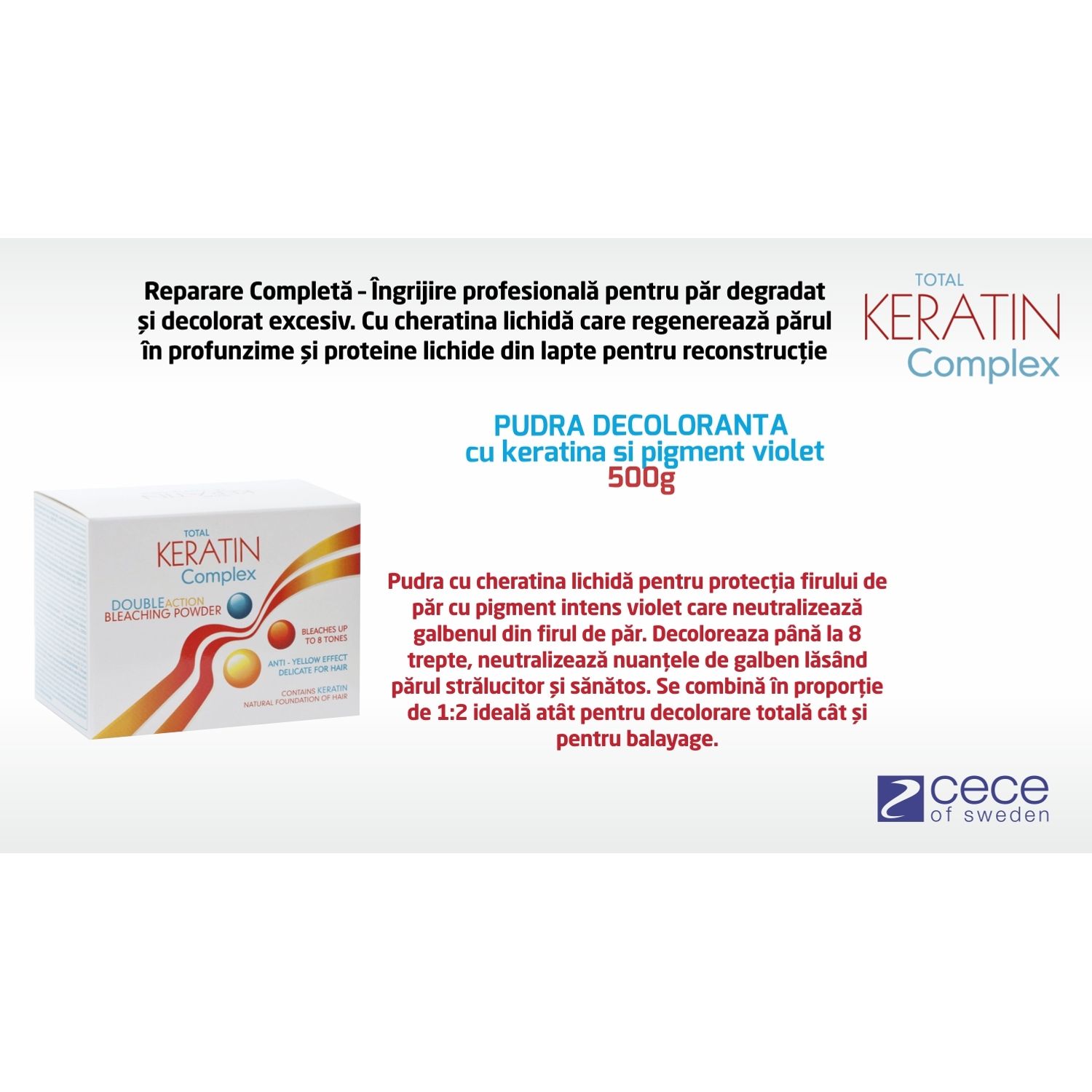 Pudra decoloranta Total Keratin Complex cu cheratina si pigment violet 500 gr / cod. 55. fotografia produsului View 2 L