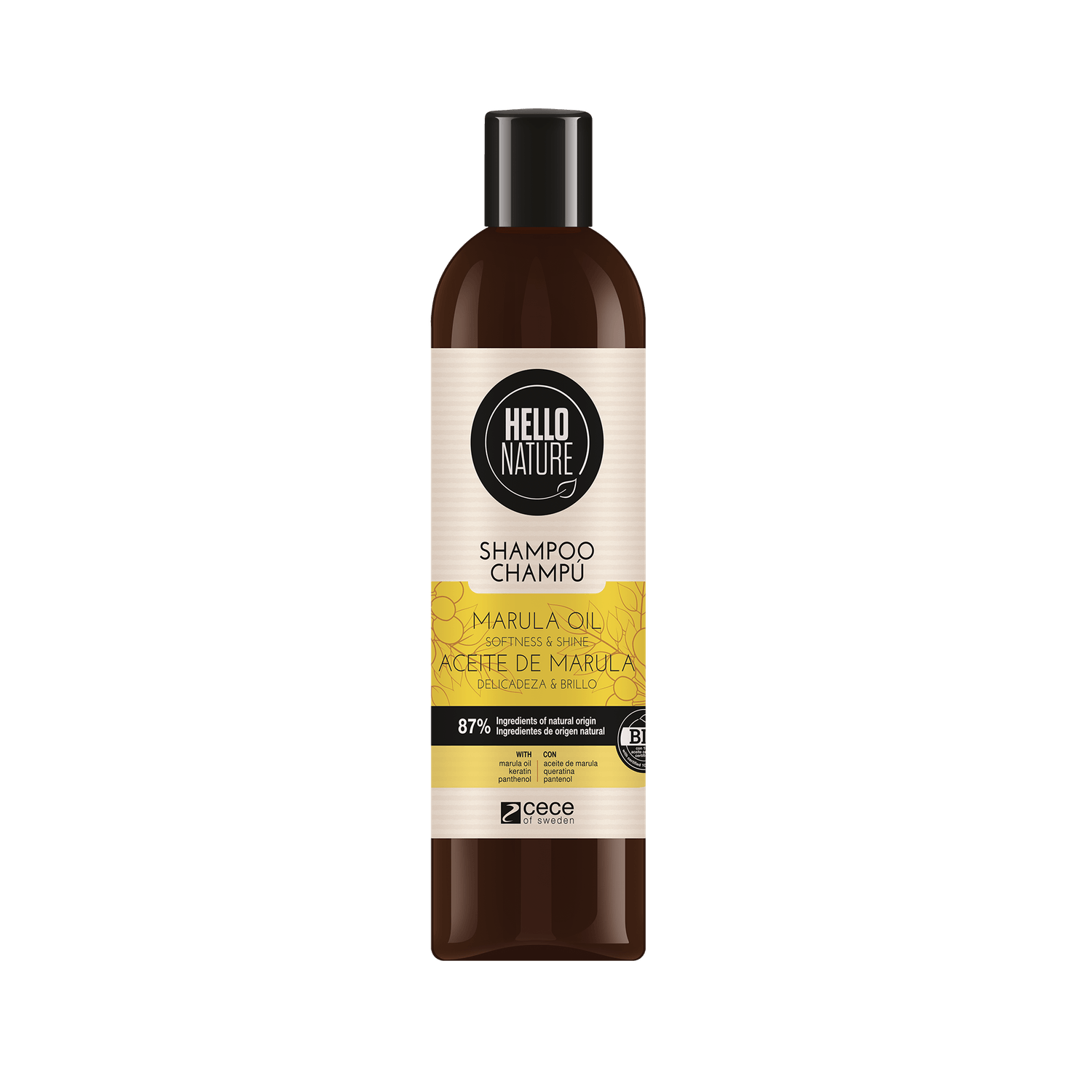 Sampon Hello Nature  cu ulei  BIO din fructul marula pentru netezire si luciu. Cod 1574 /300 ml fotografia produsului
