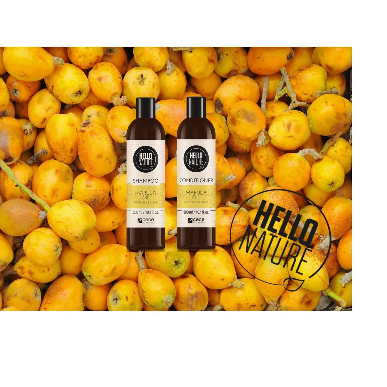 Sampon Hello Nature  cu ulei  BIO din fructul marula pentru netezire si luciu. Cod 1574 /300 ml fotografia produsului View 2 L