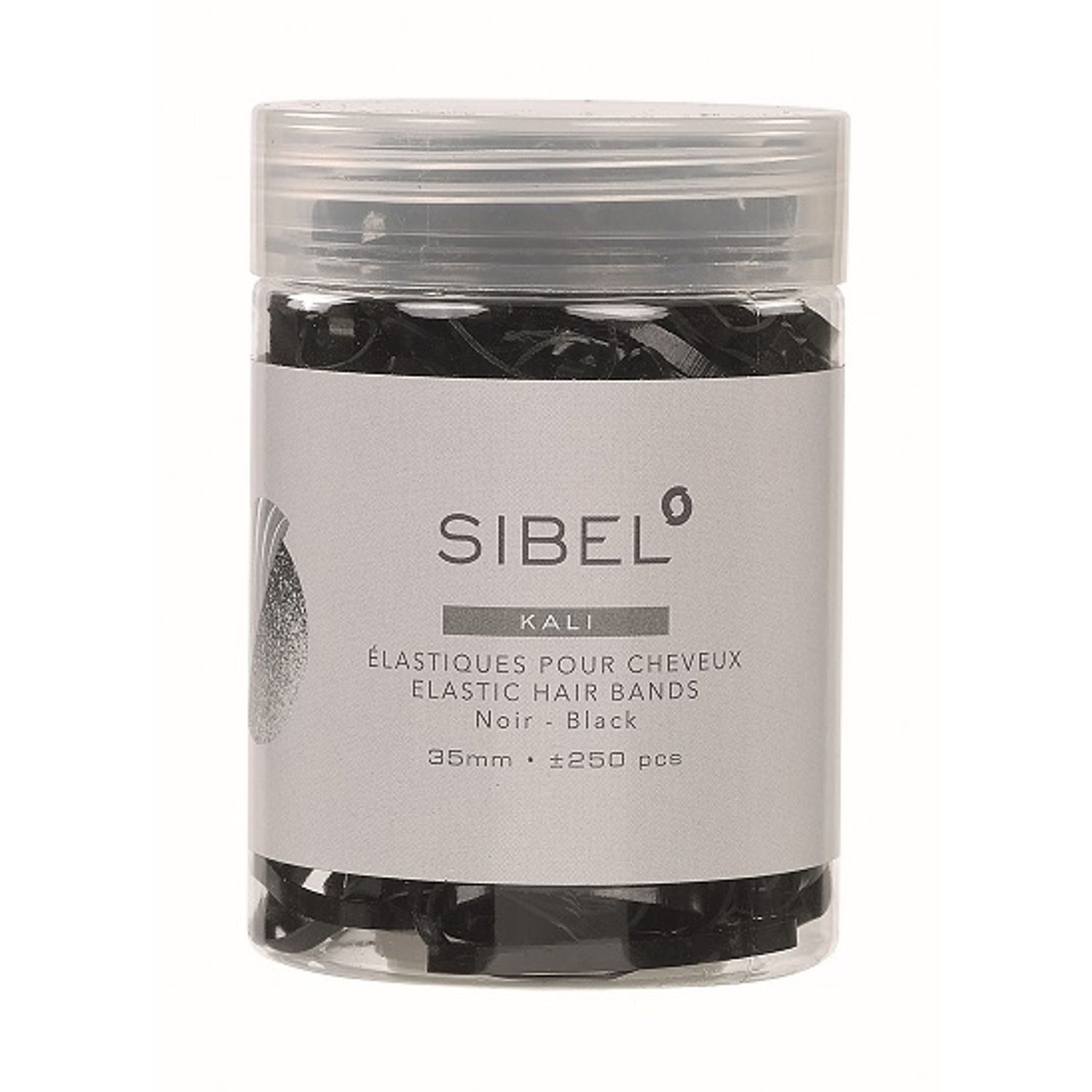Elastice negre Kali Sinelco din silicon pentru par 35 mm -250 buc fotografia produsului