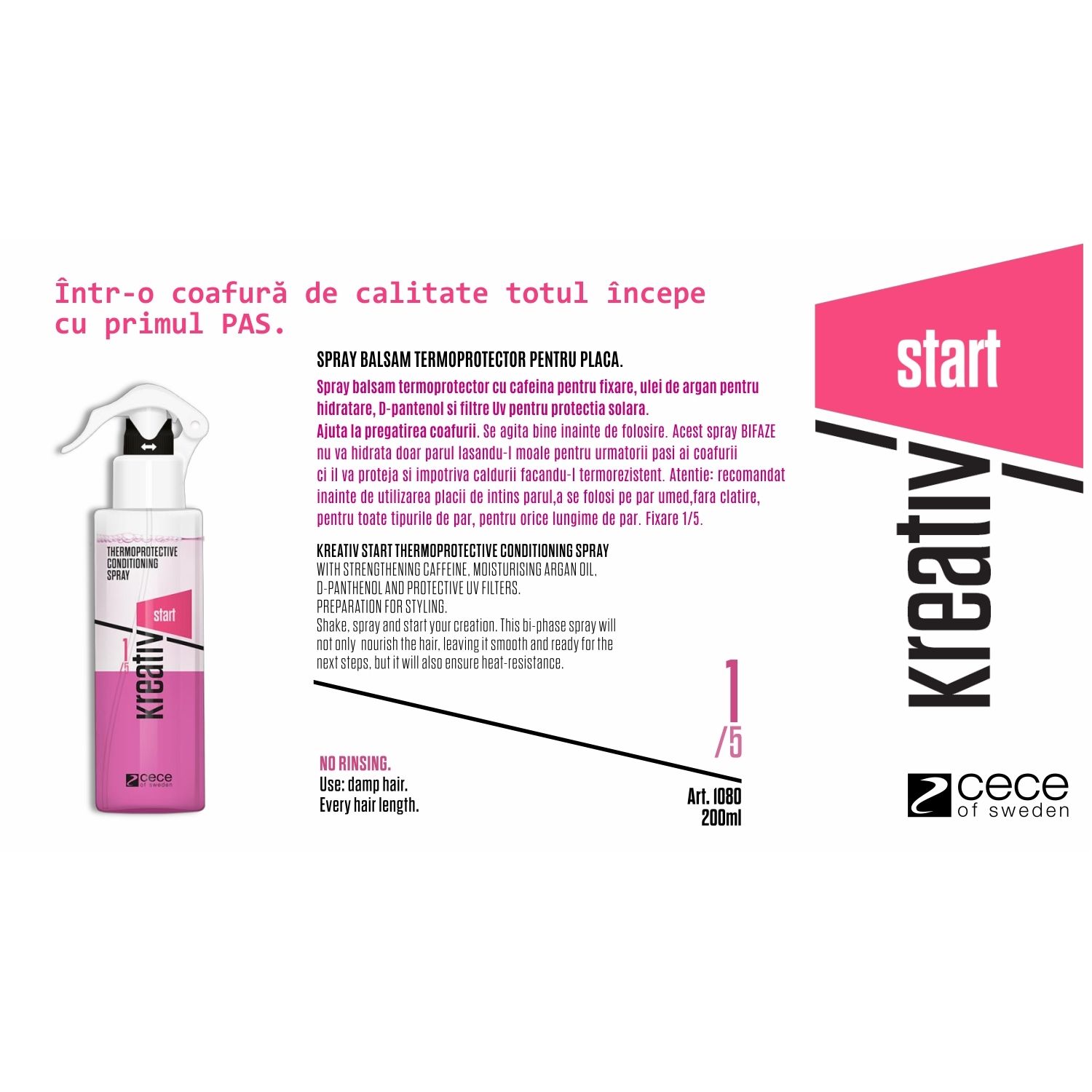 Kreativ Start spray bifaze /balsam termoprotector 200 ml / cod.1080 fotografia produsului View 2 L