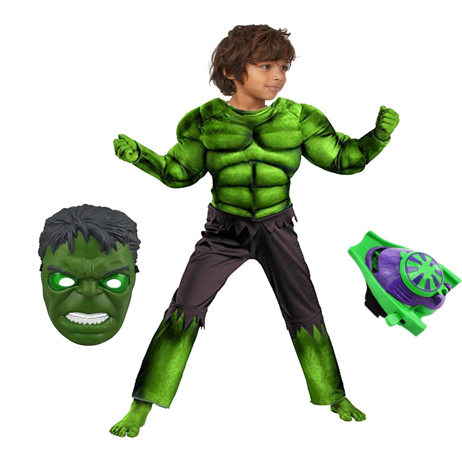 Set costum Hulk cu lansator si masca led pentru baiat fotografia produsului View 2 L