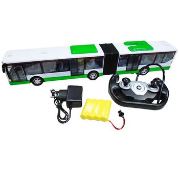Autobuz Verde de Jucarie din Plastic cu Telecomanda tip Volan cu Functii Complete SALAMANDRA KIDS®