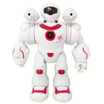 Robot inteligent Salamandra Kids, Trage cu Sageti, Efecte Luminoase si Sonore, Alb cu Albastru, 24 cm