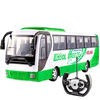 Autobuz verde, cu telecomanda, Salamandra Kids