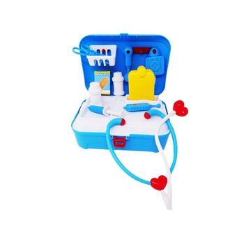 Set doctor cu diverse accesorii intr-un ghiozdanel albastru pentru copii