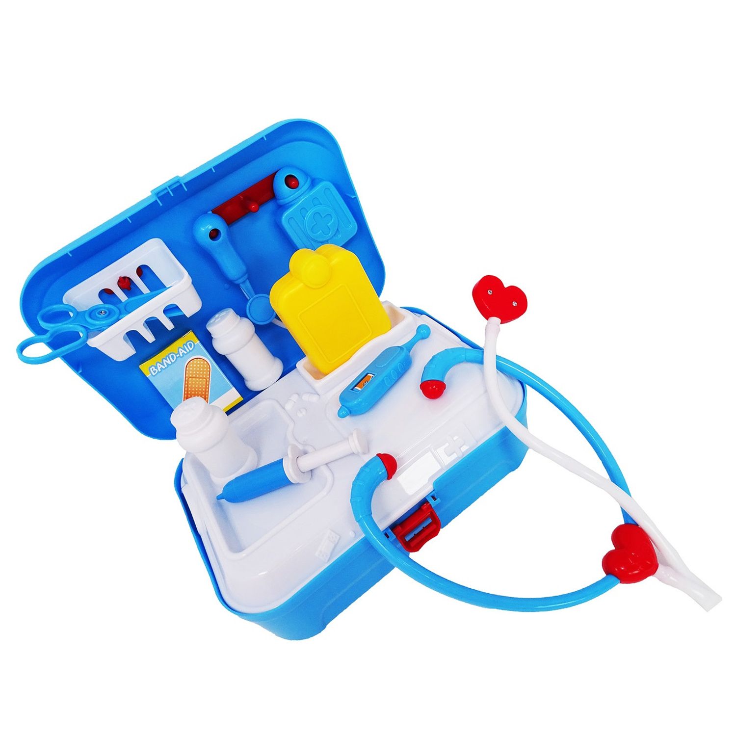 Set doctor cu diverse accesorii intr-un ghiozdanel albastru pentru copii fotografia produsului View 2 L