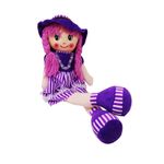 Papusa de Plus cu Parul Impletit si Palarie, 75 cm, SALAMANDRA KIDS&reg;, Mov fotografia produsului View 2 S