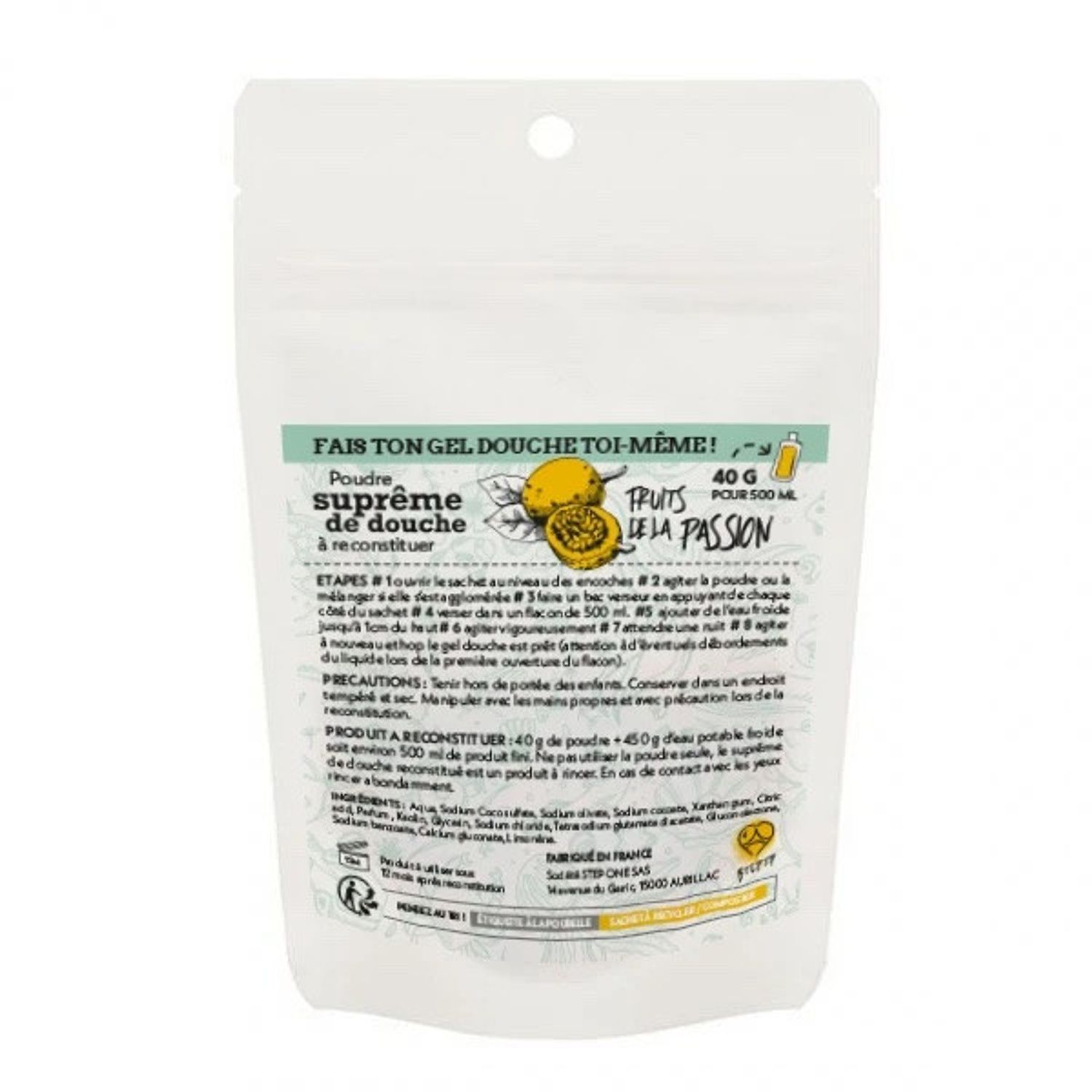 Gel de dus Suprem, Step One, zero waste, Fruits de la Passion, formula concentrata, 40g fotografia produsului