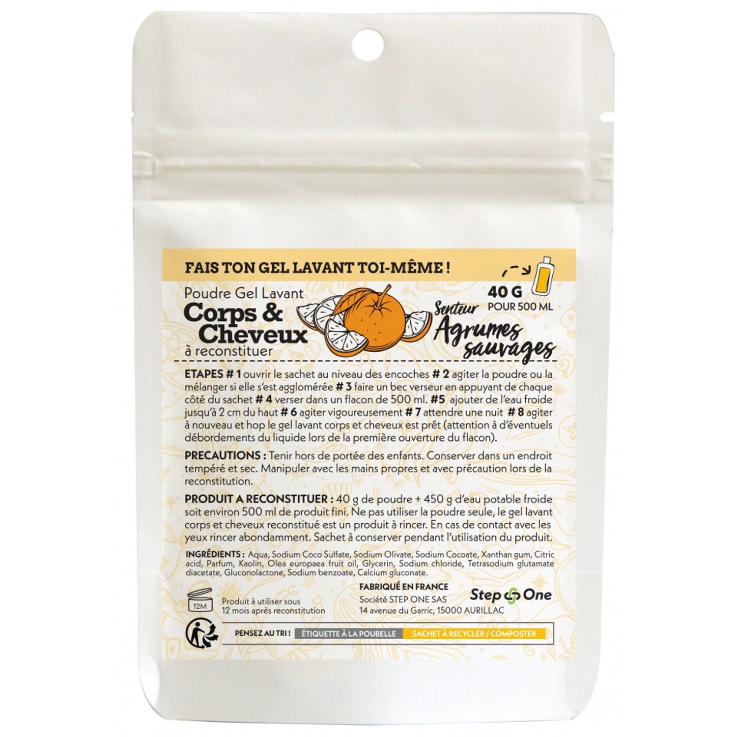 Șampon și gel de duș, Step One, zero waste, Agrumes Sauvages, formula concentrata, 40g fotografia produsului