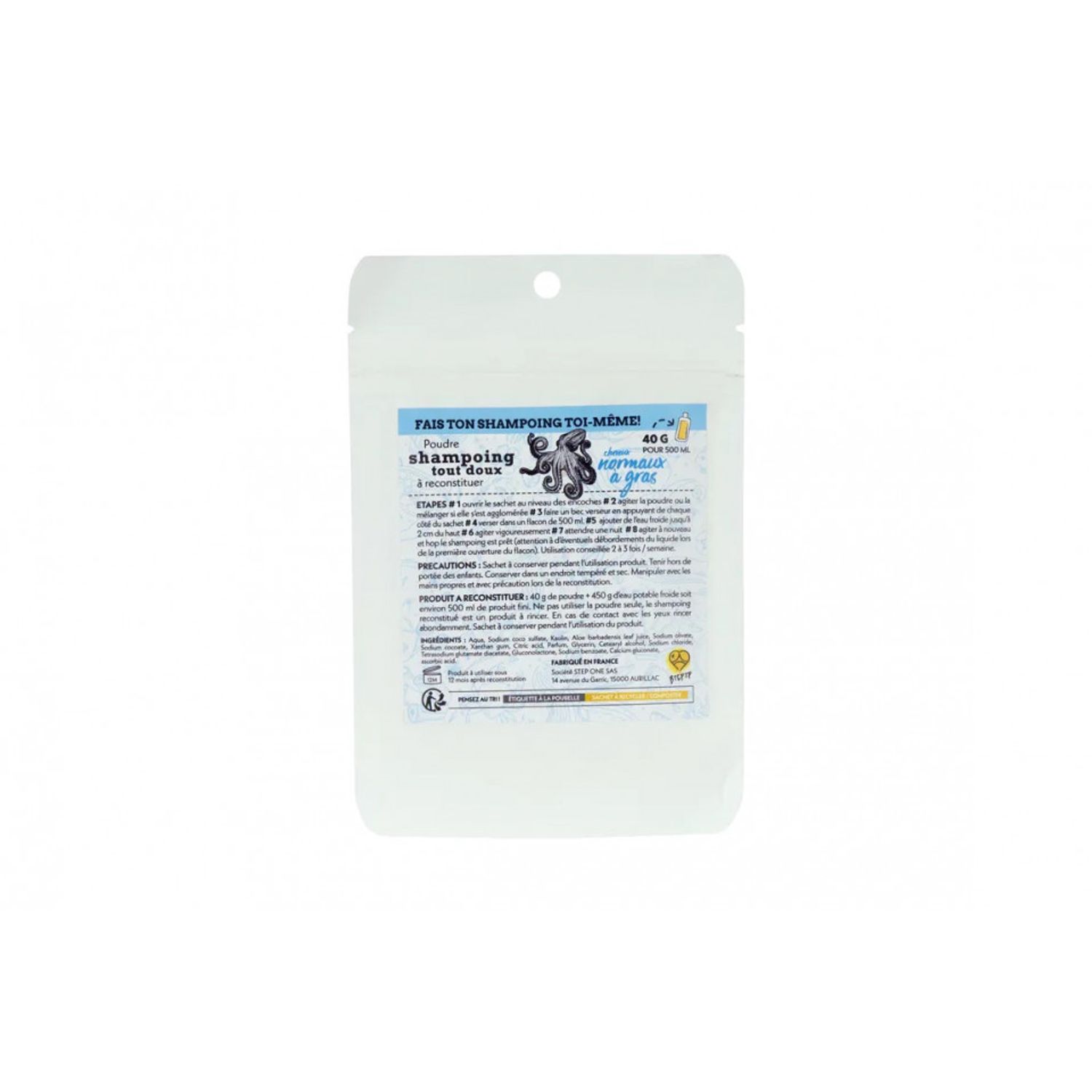Sampon, Step One, zero waste, pentru par normal si gras, formula concentrata, 40g fotografia produsului