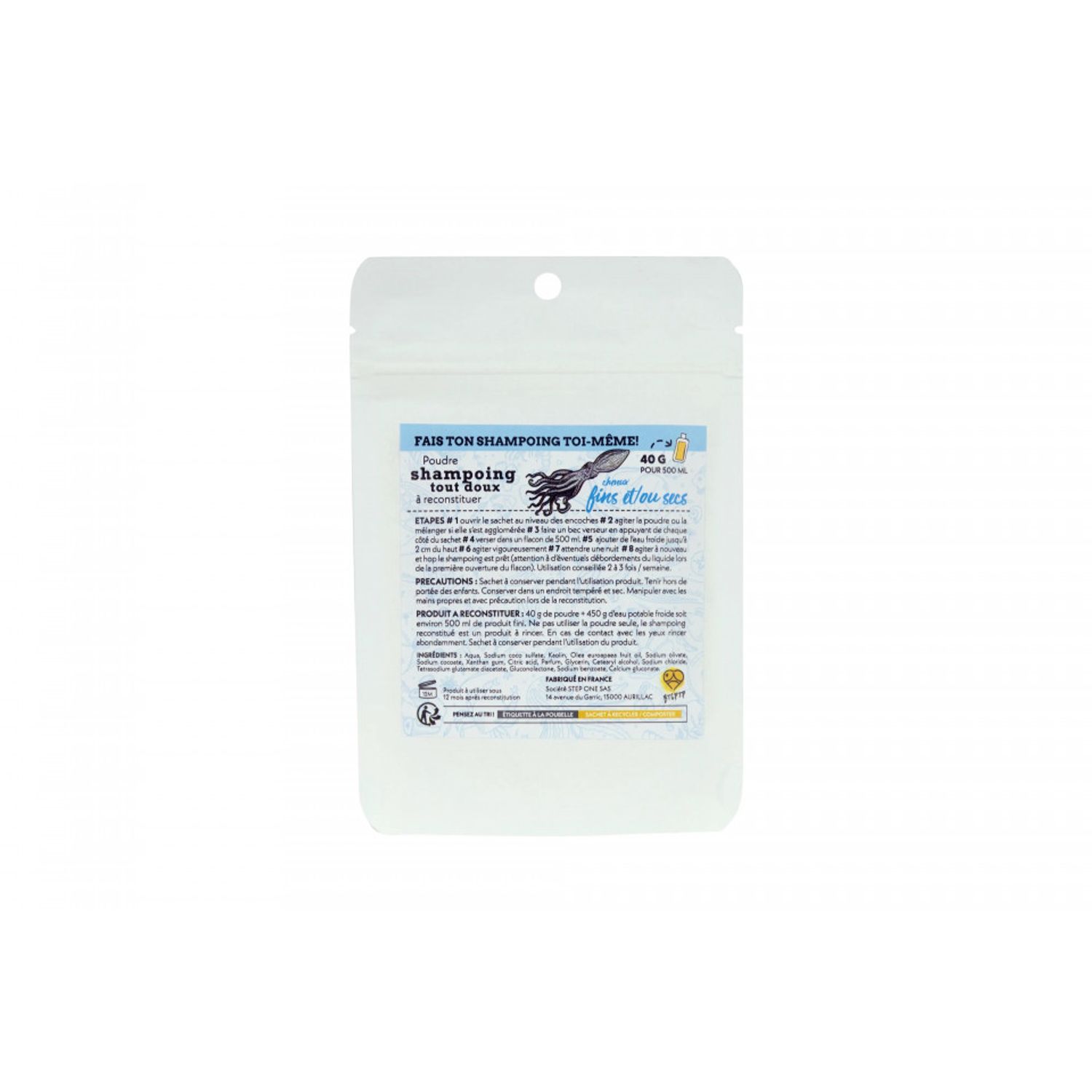 Sampon, Step One, zero waste, pentru par uscat si fin, formula concentrata, 40g fotografia produsului
