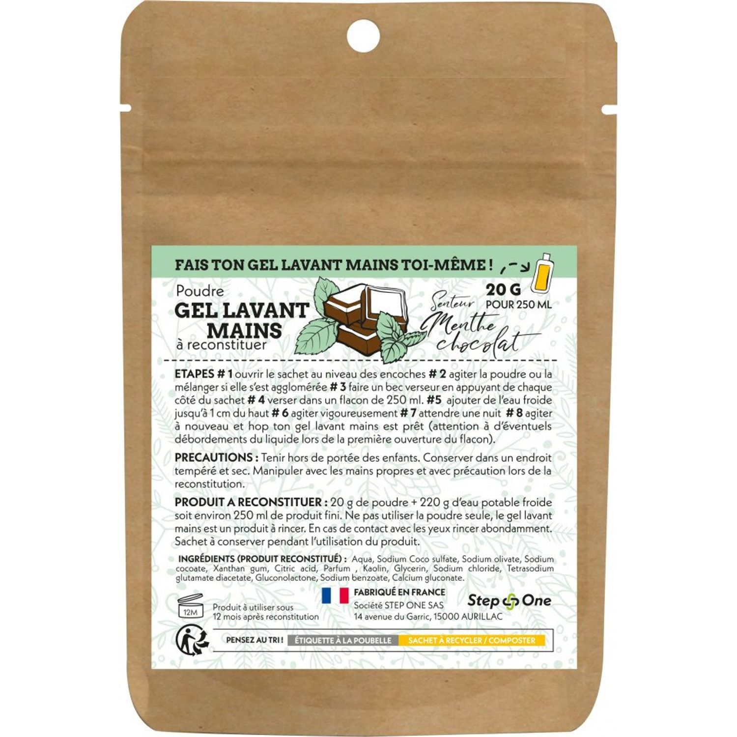 Sapun si gel de dus, Step One, zero waste, Menthe Chocolat, formula concentrata, 20g fotografia produsului