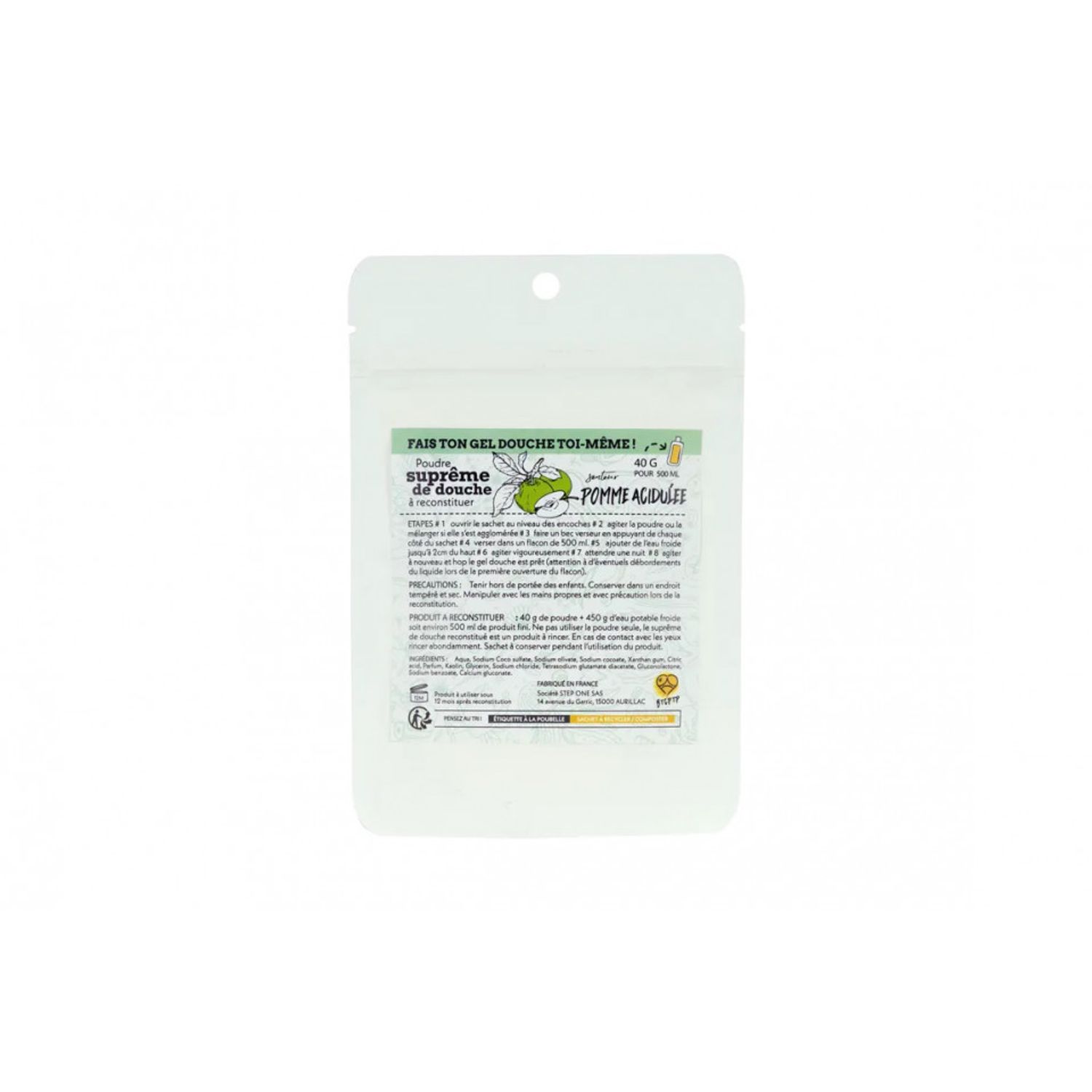 Gel de duș Suprem, Step One, zero waste, Pomme acidul&eacute;e, formula concentrata, 40g fotografia produsului