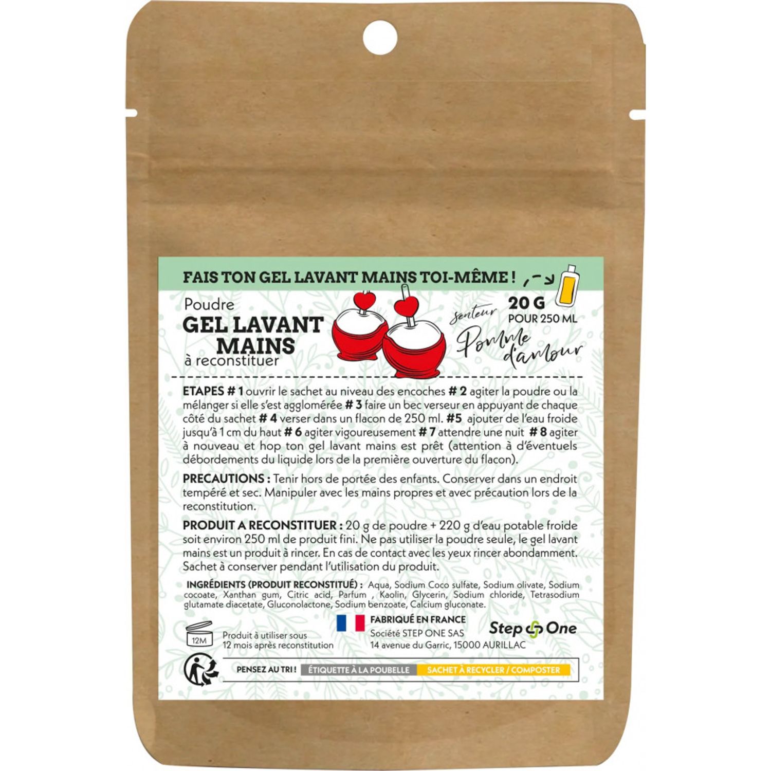 Sapun si gel de dus, Step One, zero waste, Pomme d'Amour, formula concentrata, 20g fotografia produsului