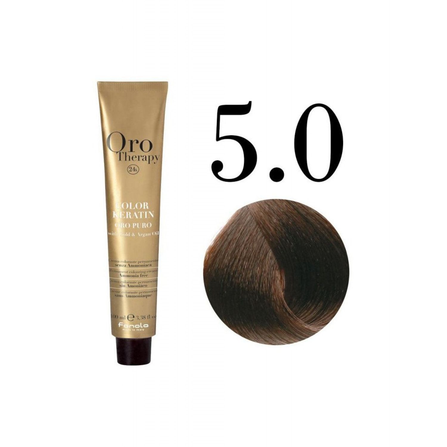 Vopsea permanenta Oro Therapy Color Keratin 5.0 Light Chestnut, 100ml fotografia produsului