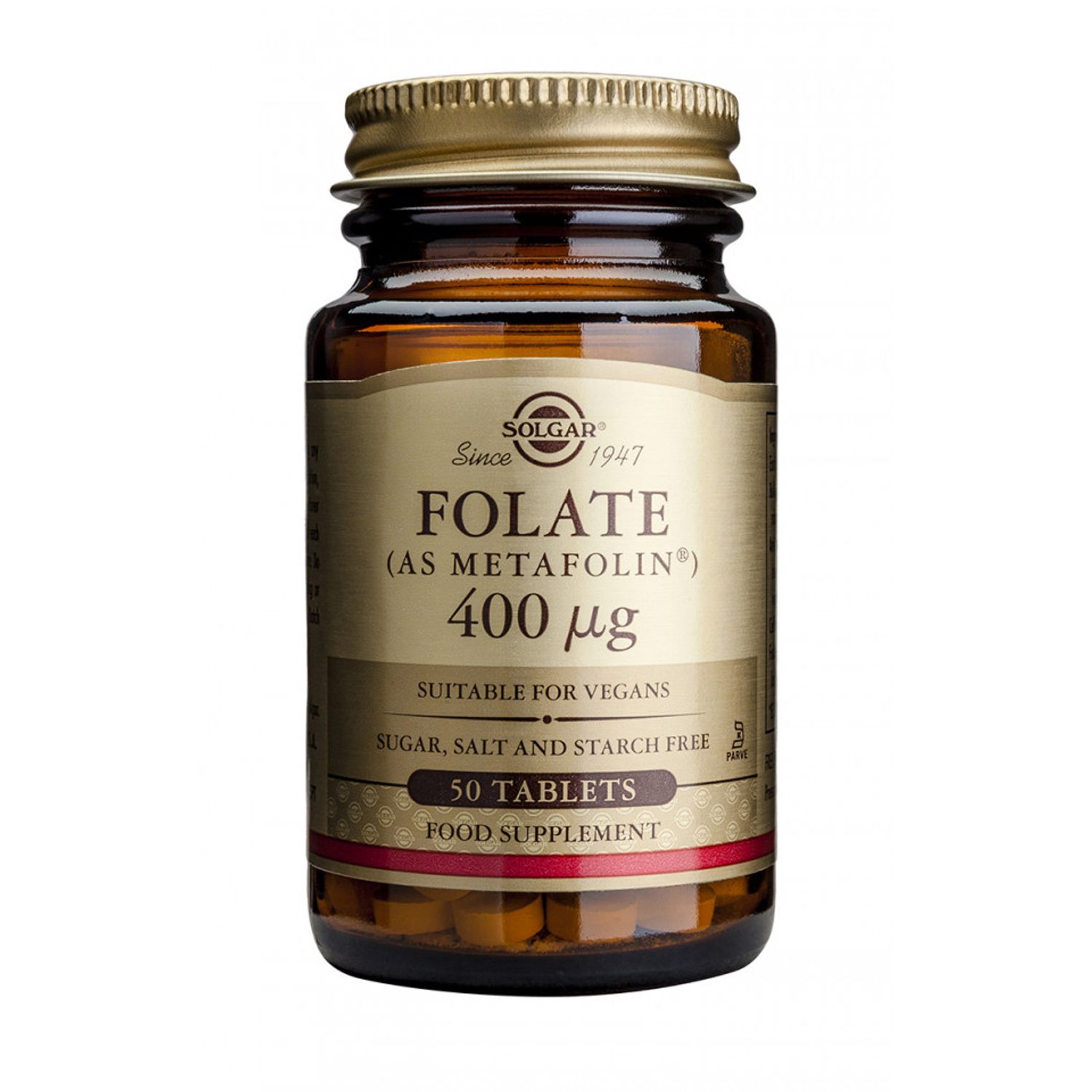 Folate (as Metafolin) 400mcg 50 tabs, Solgar fotografia produsului