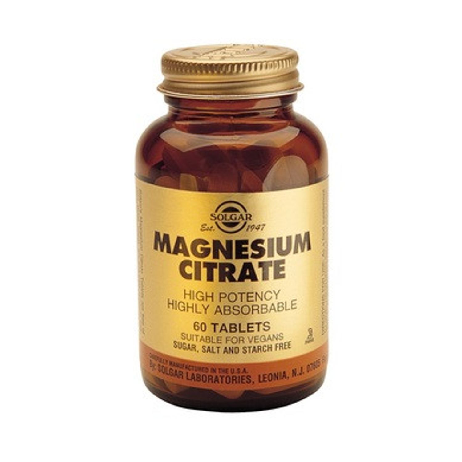 Citrat de magneziu, Citrate Magnesium, 200mg, 60cps, Solgar fotografia produsului