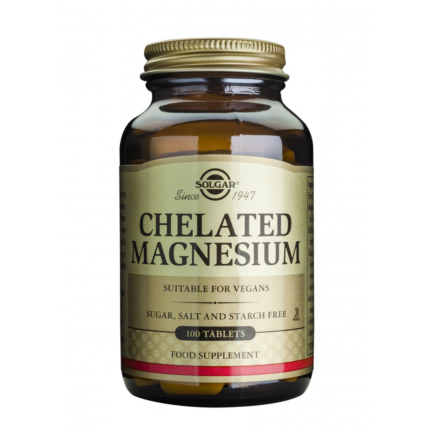 Magneziu, Chelated Magnesium, 100mg, 100 tablete, Solgar fotografia produsului