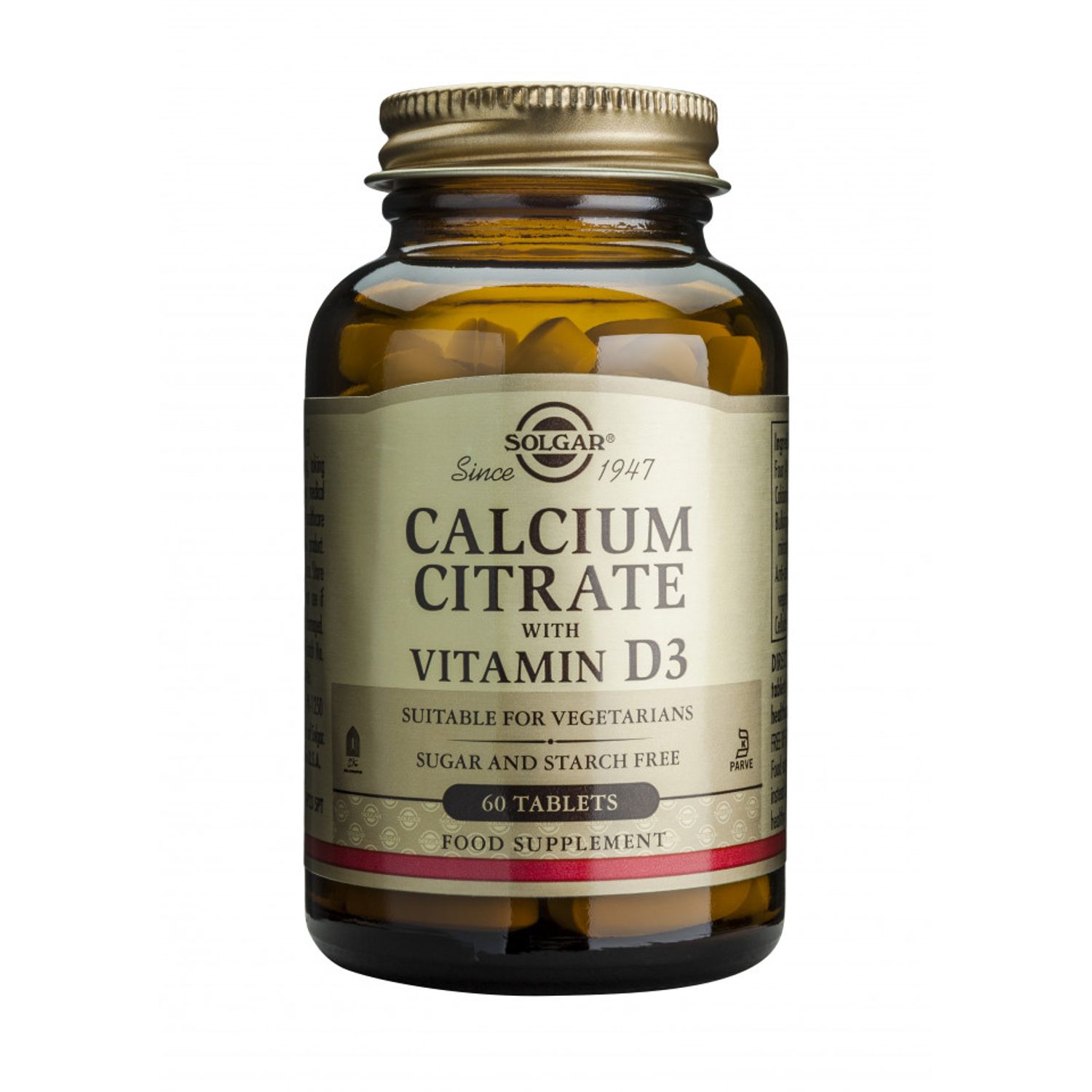 CALCIUM CITRATE 250mg cu D3 60 tablete, Solgar fotografia produsului